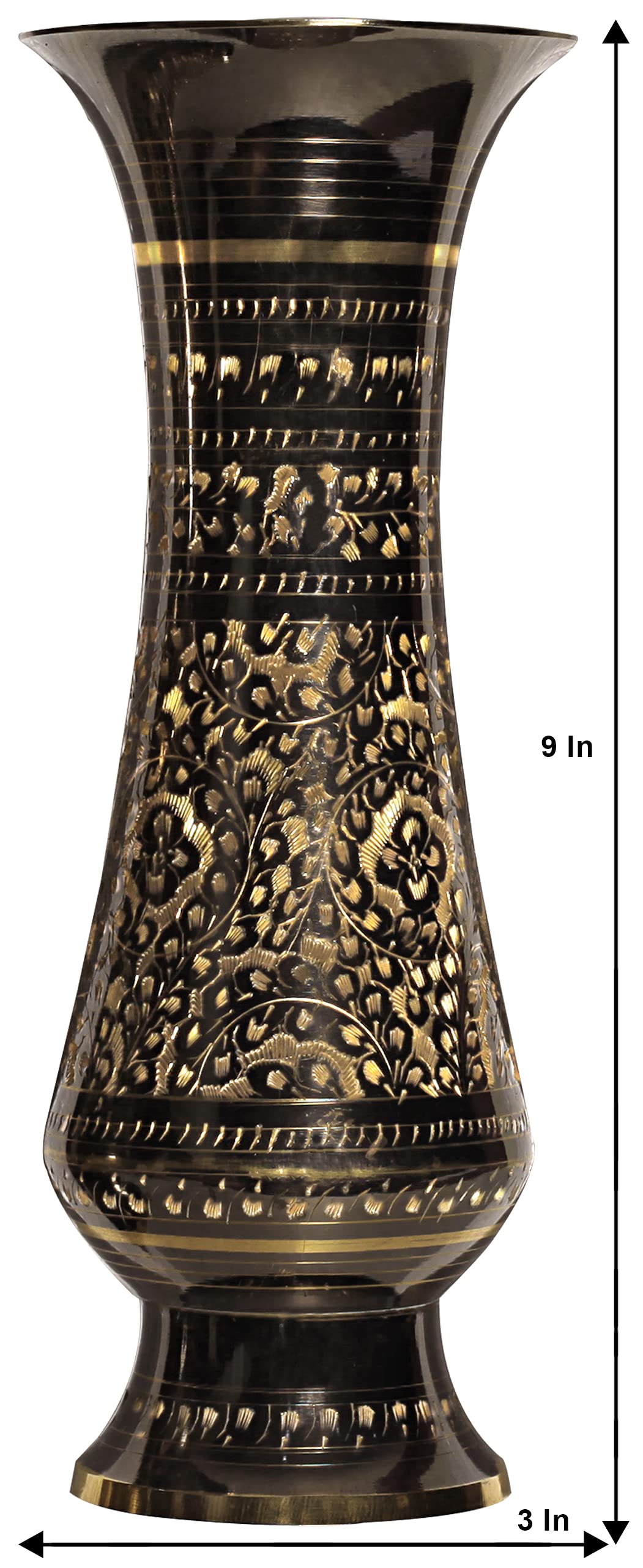Handmade Realistic Brass Floral Engraved Vase - Elegant Home Decor Gift for Collectors, Wedding Centerpiece & Tabletop Display - CP1575402