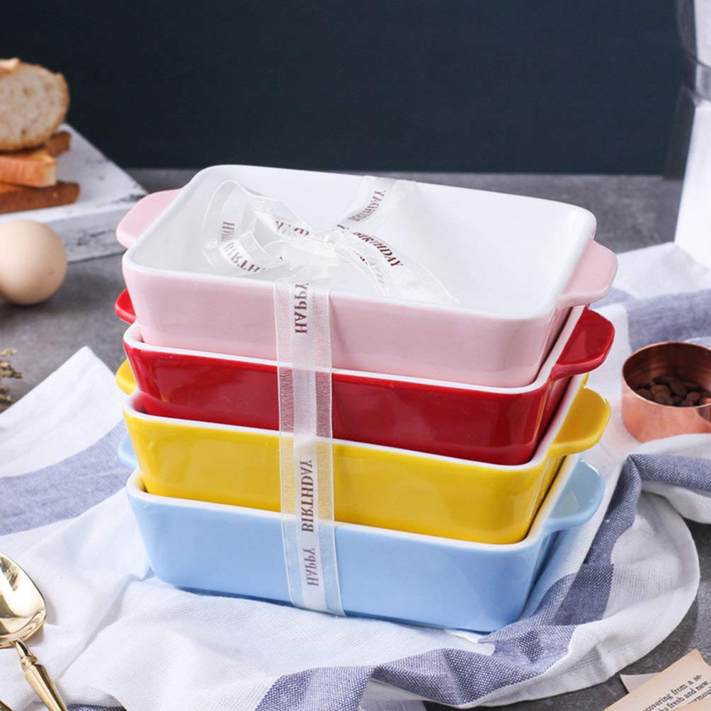 Nonstick Ceramic Baking Pan with Handle - Rectangular Casserole Dish for Oven & Microwave, Pink Ceramic Bakeware - Perfect for Casseroles, Lasagna & Brownies
