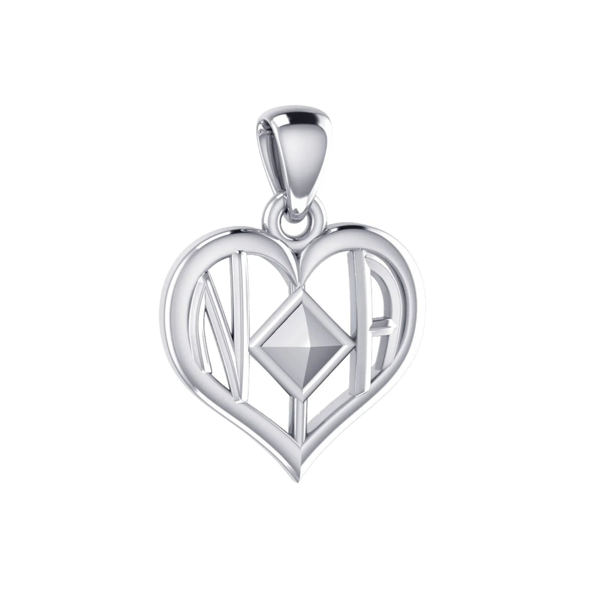 Heart & Recovery Symbol Sterling Silver Pendant - AA or NA Sobriety Jewelry TPD6350 TPD6349 | Perfect for 12-Step Meetings, Recovery Milestones & Addiction Awareness Gifts