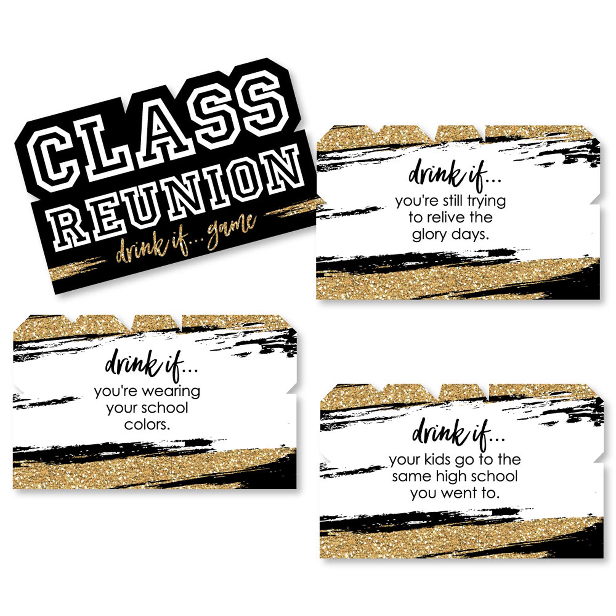 Big Dot of Happiness Drink If Game - Reunited - Fun School Class Reunion Party Game with 24 Cards - Perfect for Adult Drinking Games & Social Gatherings