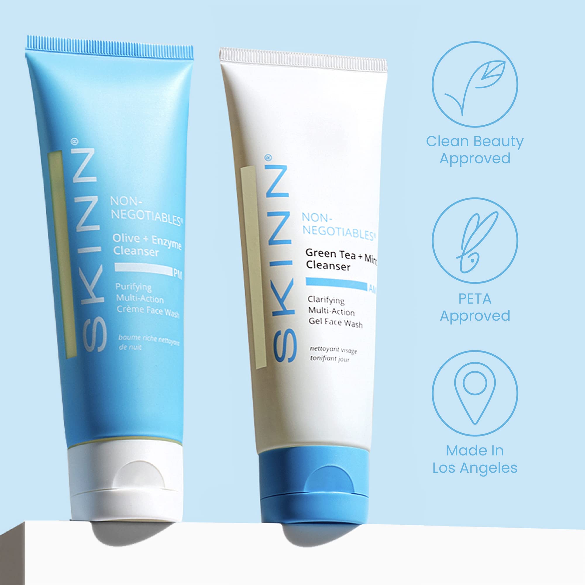 SKINN Facial Treatment Bundle - Microdermabrasion Treatment, Gel Face Wash & Cream Face Wash for Glowing Skin | At-Home Spa & Anti-Aging Skincare Routine