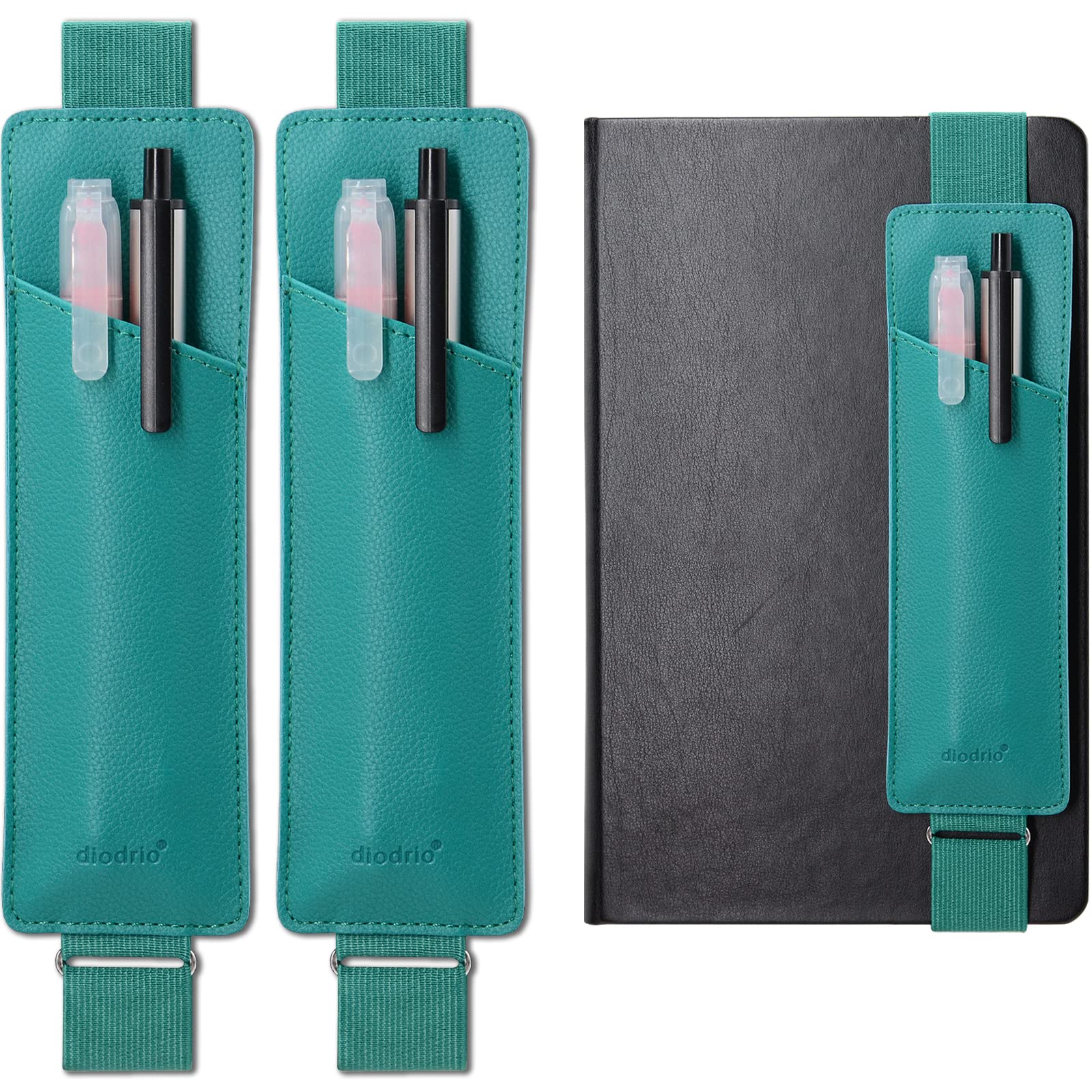 2 Pack Adjustable Elastic Pen Pencil Holder Pouch - PU Leather Detachable Organizer for Journals Notebooks Planners (5x8 to 8.5x11) - Perfect for Office School Home & Travel Organization