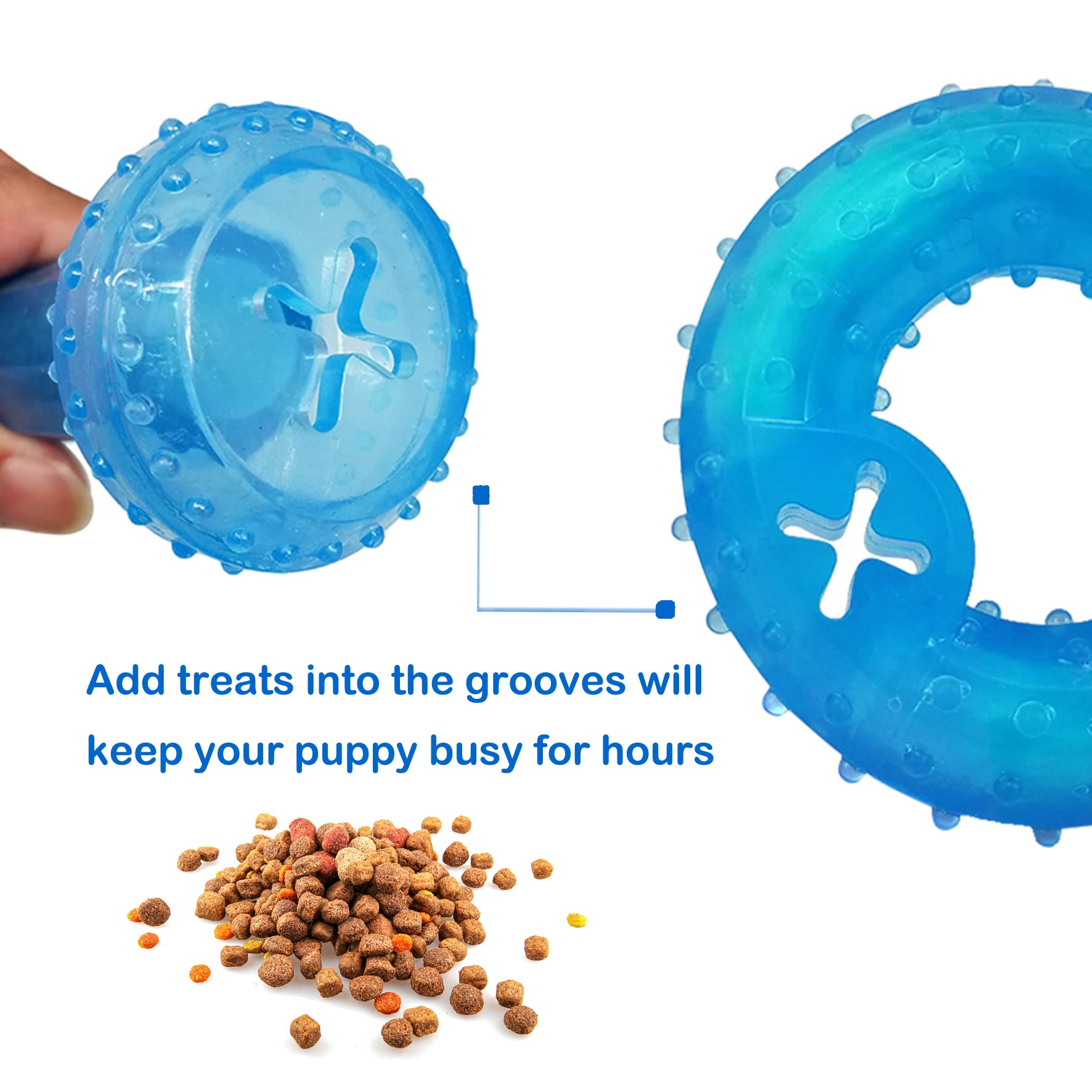 Natural Teething Rubber Chew Toys for Puppies - 2-Pack Freezable Cooling Canine Toys for Teeth Cleaning & Oral Health, Ideal for Small & Medium Dogs - Perfect for Home, Travel, and Outdoor Use