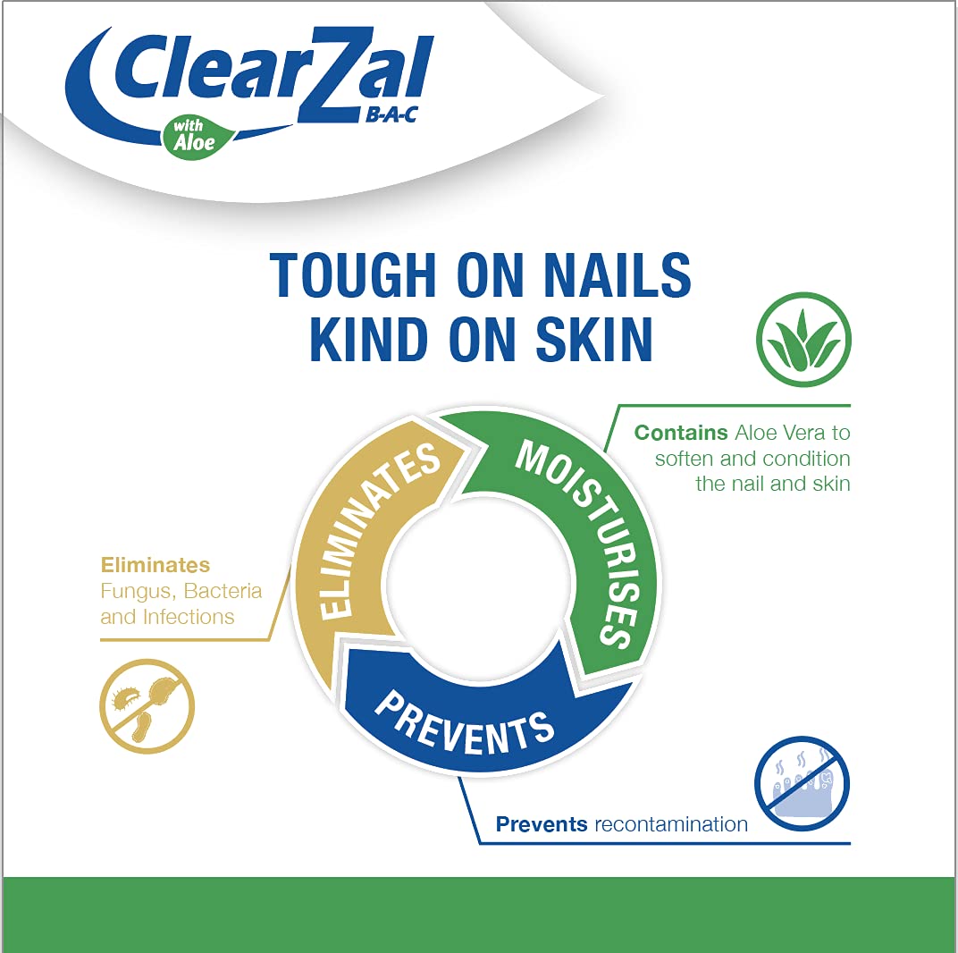 ClearZal Fungal Nail Treatment - Antimicrobial Nail Solution 30ml | Kills Toenail & Fingernail Fungus, Bacteria, Viruses | Doctor-Recommended | Triple Pack for Home, Travel & Gym Use