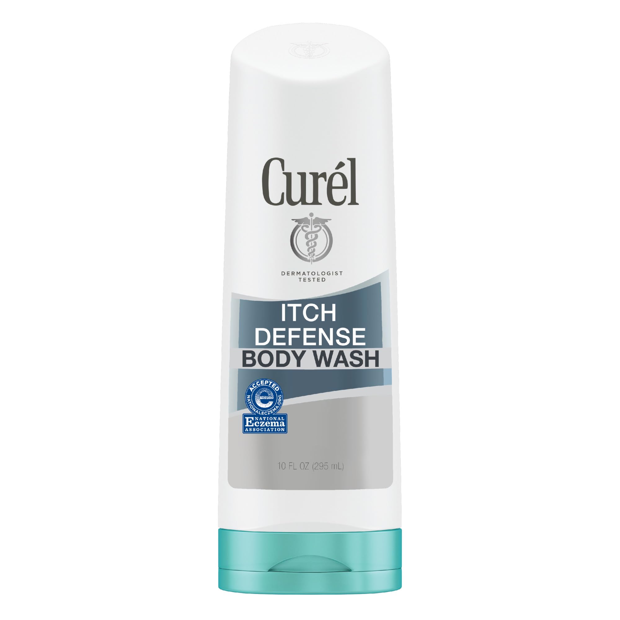 Curel Itch Defense Calming Body Wash & Daily Cleanser - Soap-Free Formula for Dry, Itchy Skin - Hydrating Jojoba & Olive Oil - 10 oz - Gentle Shower & Bath Solution for Sensitive Skin Care