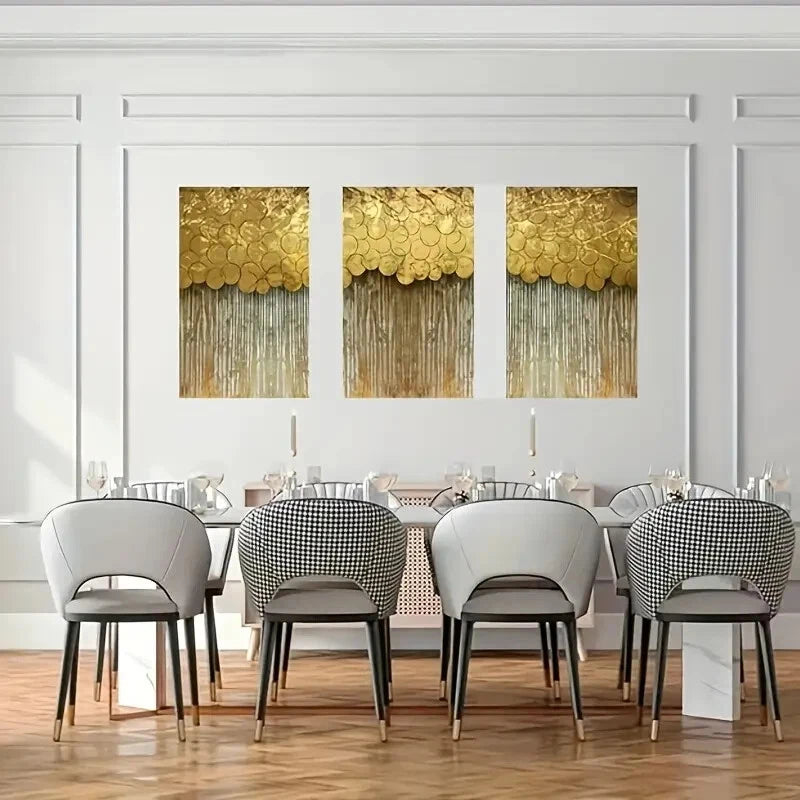 3-Piece Nordic Abstract Gold Line Metal Wall Art - Ready to Hang Modern Home Decor for Living Room, Bedroom & Office