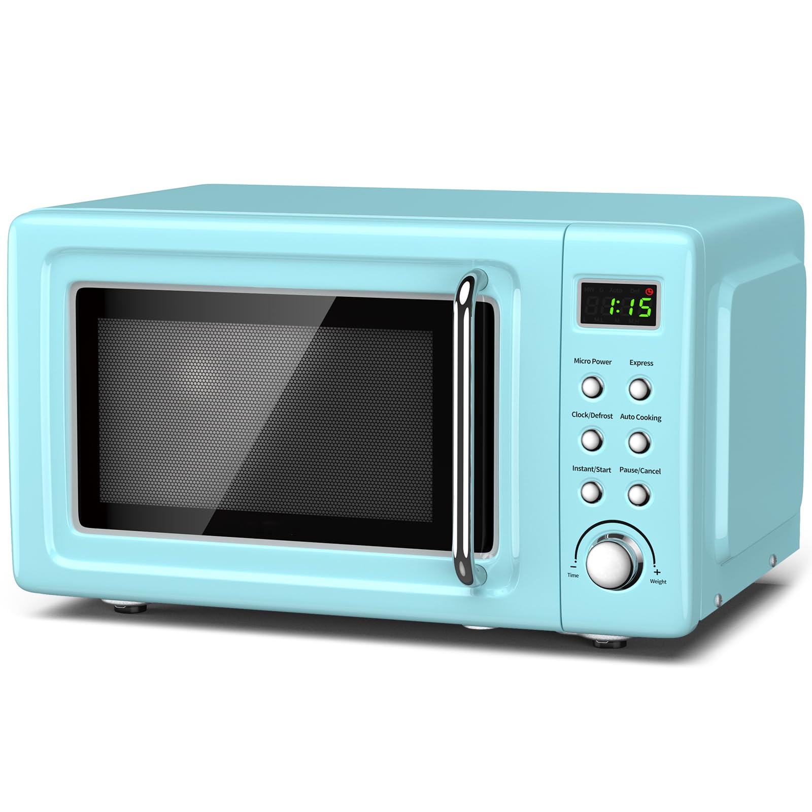 Retro Green Microwave Oven 0.7 Cu.ft 700W - Compact Countertop Microwave with 5 Power Levels, Delay Start, LED Display & Child Safety Lock - Perfect for Small Kitchens, Dorms & Office Break Rooms