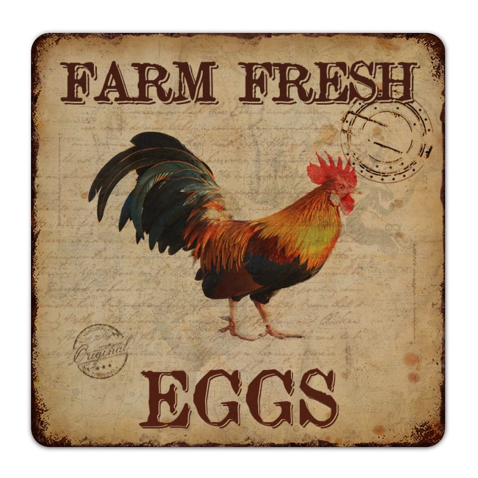 Vintage Farm Fresh Eggs Metal Sign - Rustic Wall Hanging Art with Distressed Look - Farmhouse Home Decor for Kitchen, Door, Room, Porch - Perfect for Cottage, Henhouse & Chicken Coop Decoration