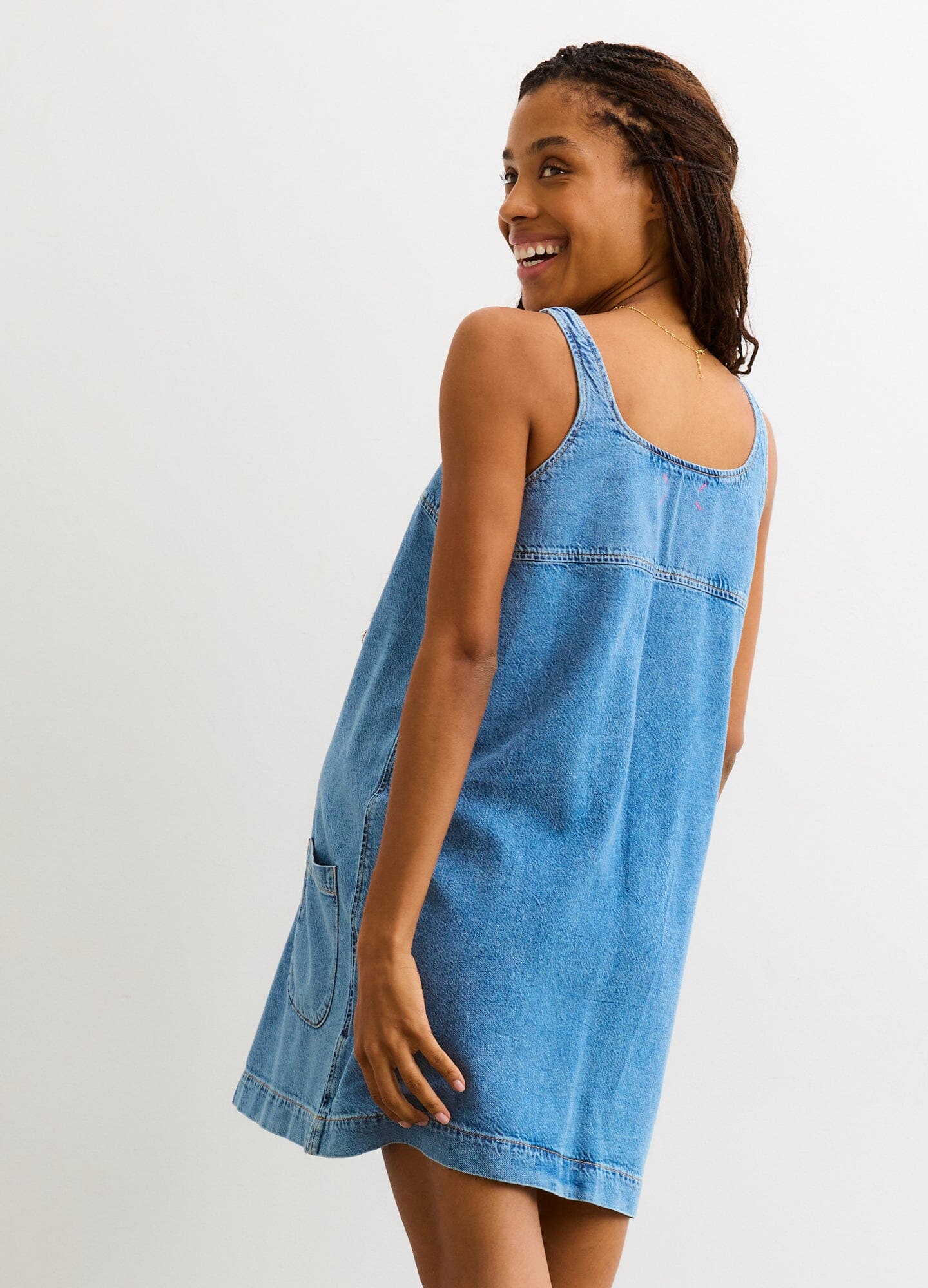 Stylish Kiley Denim Mini Dress for Women - Trendy Vintage Blue Denim Skater Dress - Perfect for Casual Outings, Date Nights & Summer Festivals