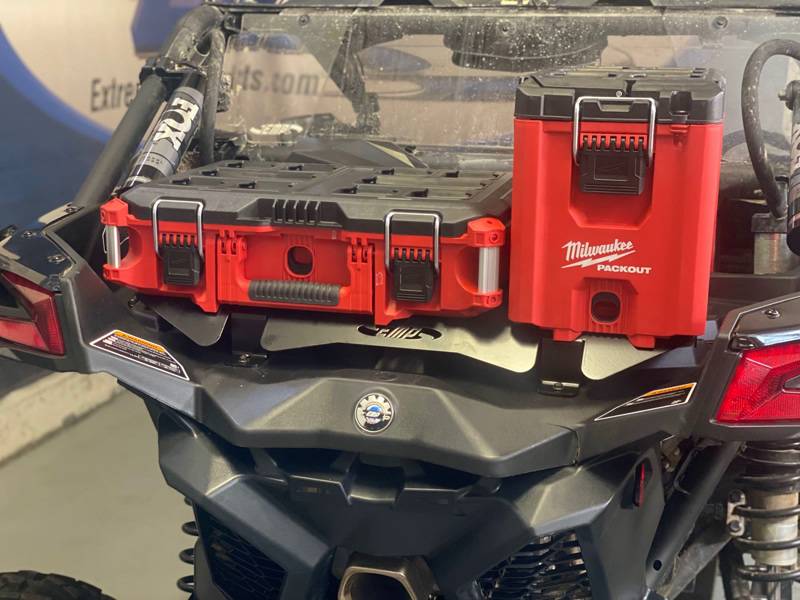 Maverick X3/Sport and Trail Mount & Rack for Milwaukee PACKOUT Boxes & Coolers - Heavy-Duty Storage Solution for Off-Road Adventures, Camping, and Work Sites