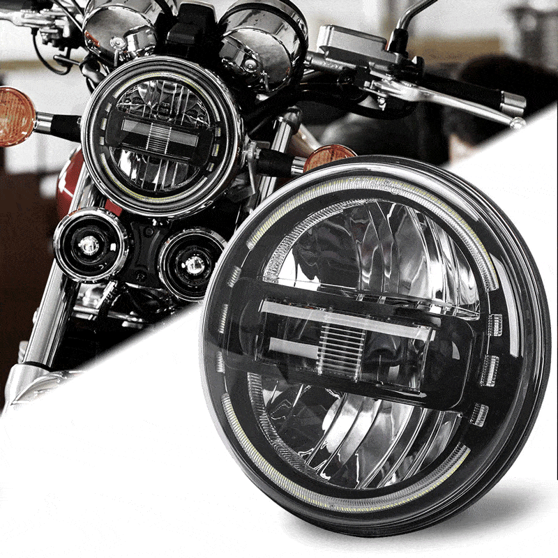 7inch LED King Kong Headlight with DRL + 4.5inch Matching LED Fog Lamps for Harley Motorcycles - High Visibility Lighting for Night Riding and Off-Road Adventures