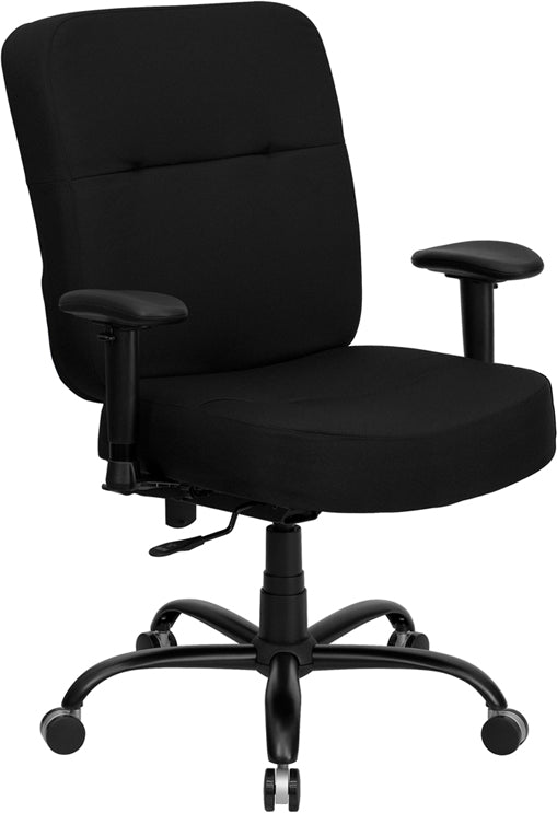 FLASH HERCULES Series Big & Tall 400 lb. Capacity Black Fabric Executive Swivel Ergonomic Office Chair with Rectangular Back - Perfect for Home Office, Gaming, and Heavy-Duty Workspaces