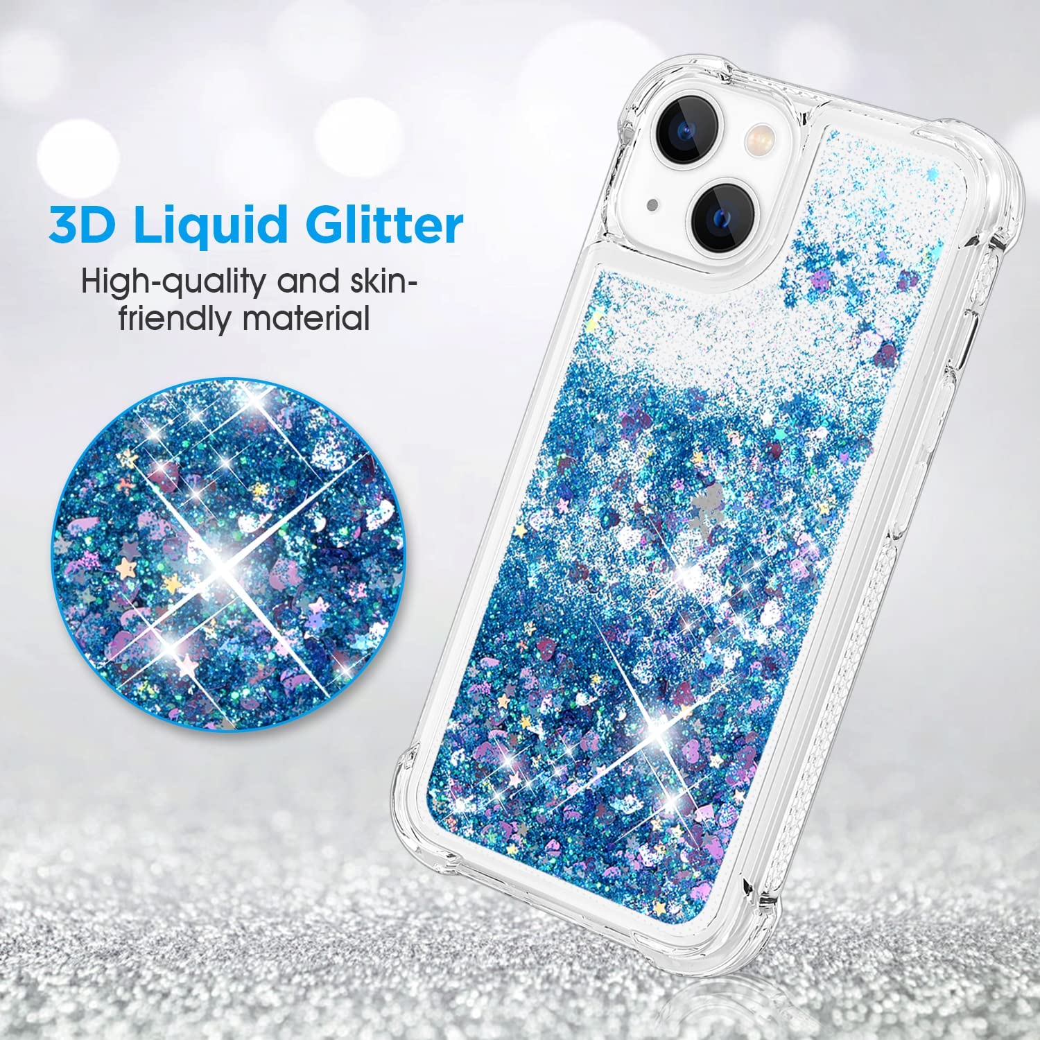 Shockproof Glitter Star Flow Liquid Case for iPhone 13 - Sparkling Protective Cover with Liquid Glitter Design | Perfect for Everyday Use, Parties & Special Occasions