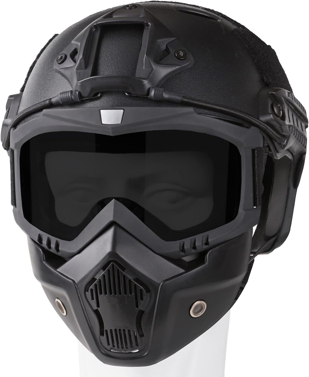 Bvawtrs Tactical Airsoft Mask & Helmet Set - Full Face Protection with Detachable Goggles, NVG Mount & Side Rail - Perfect for Airsoft Games, Paintball, and Military Simulation Training