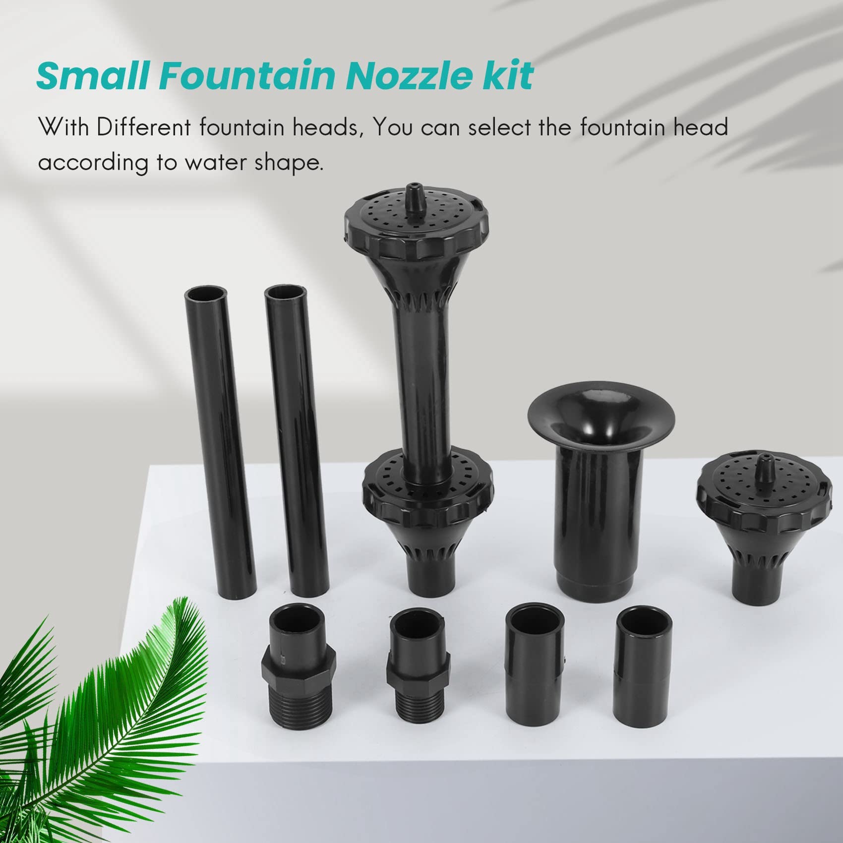 9Pcs Small Fountain Nozzle Kit for Pond, Pool & Garden - Submersible Pump Water Fountain Nozzles for Outdoor Decoration