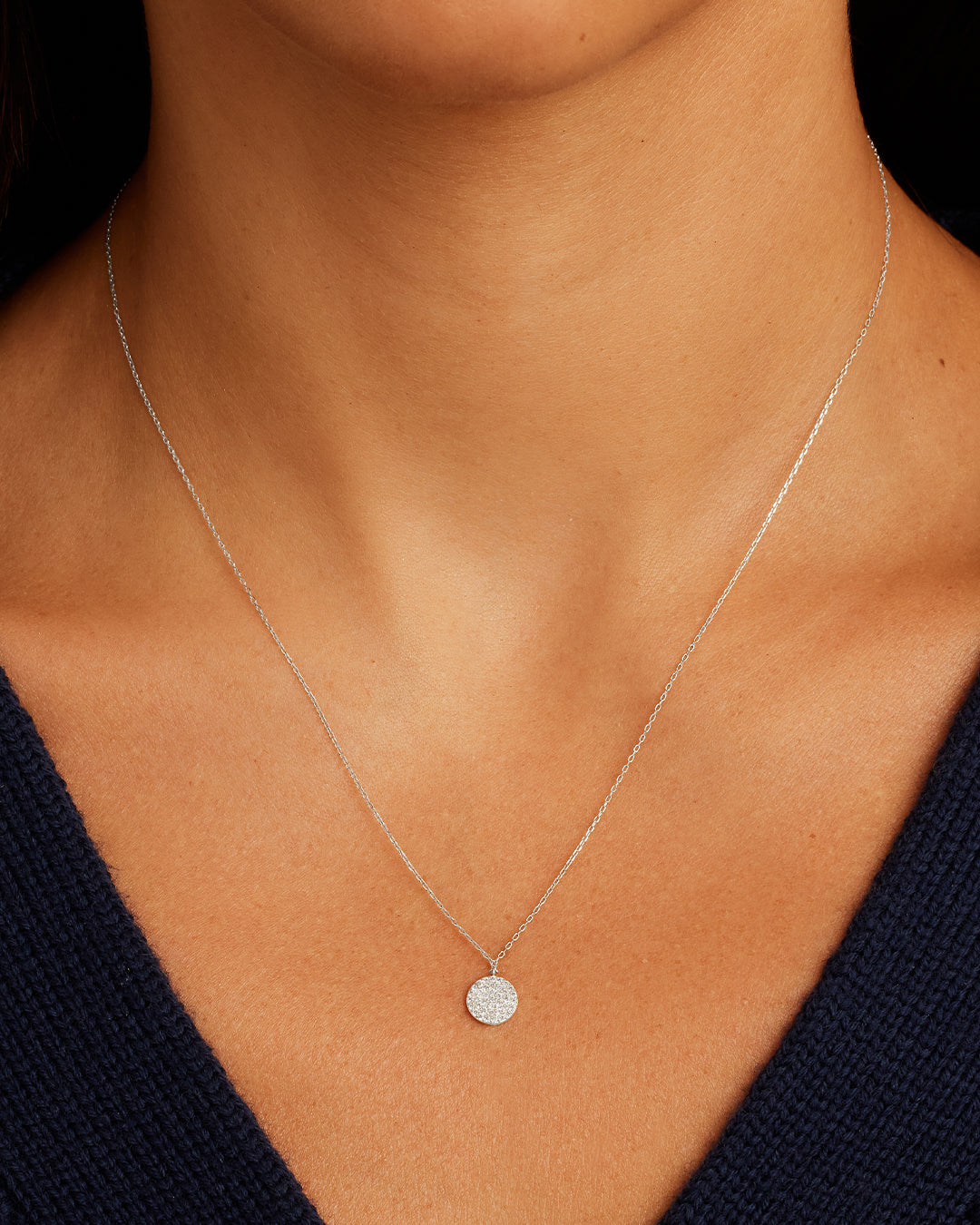 Exquisite Diamond Pavé Necklace for Women - 14K White Gold Layered Pendant Necklace - Perfect for Weddings, Anniversaries & Special Occasions
