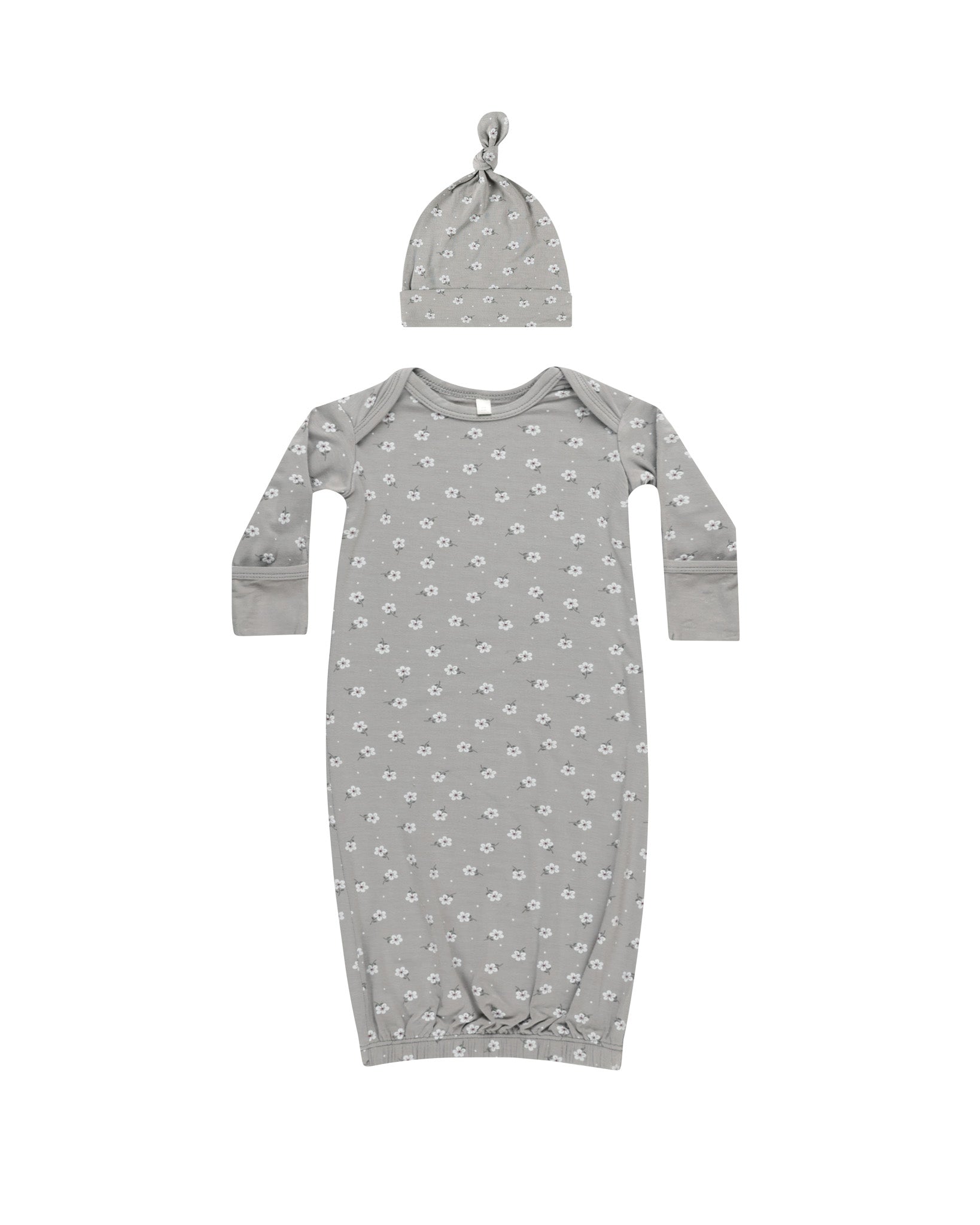 Quincy Mae Baby Gown and Hat Set - Soft Cotton Ditsy Floral Print for Newborns | Perfect for Photo Shoots, Christenings & Gift Giving