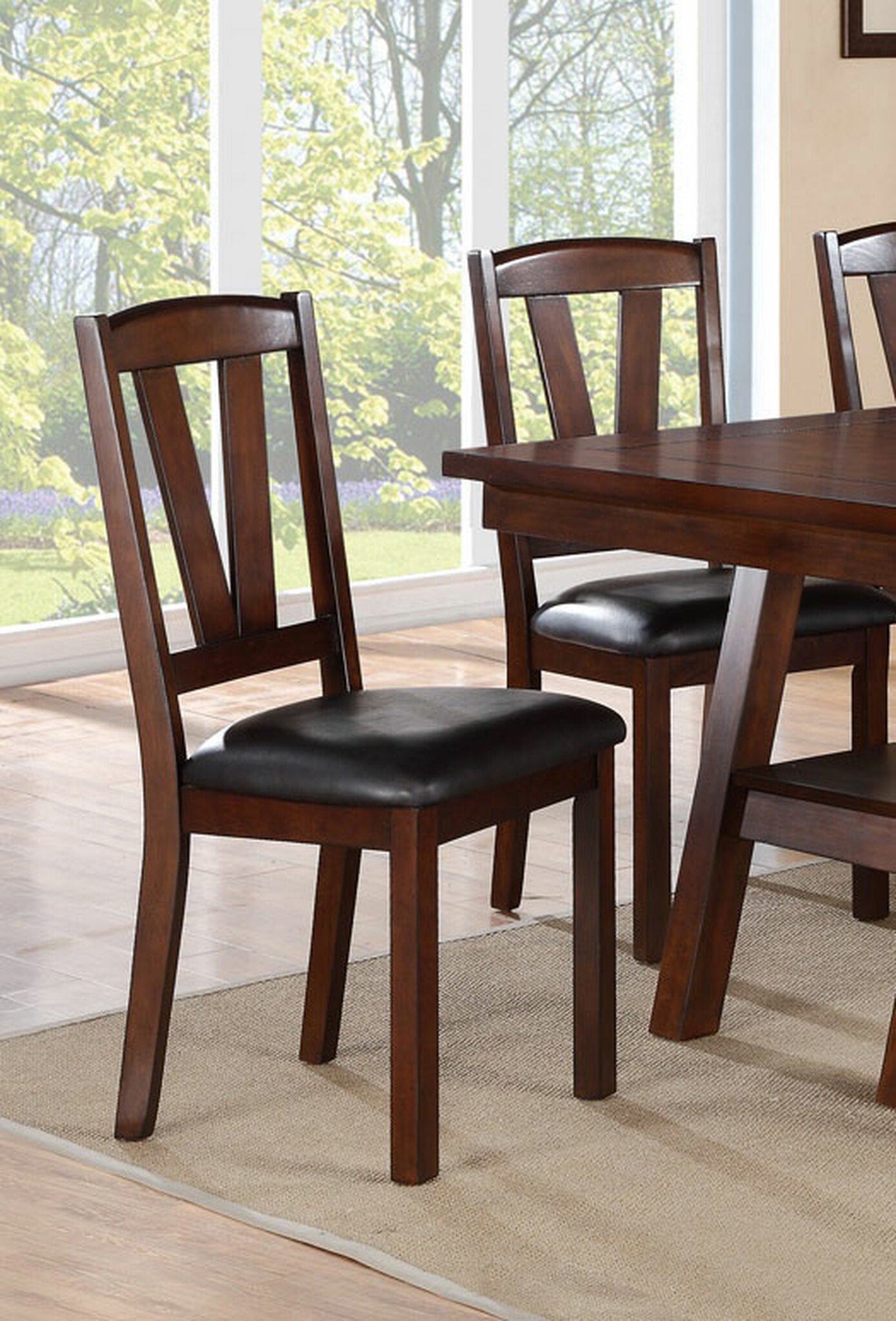 Dark Walnut Wood Framed Dining Chairs Set of 2 - Cushioned Kitchen & Breakfast Nook Seating - Perfect for Small Spaces & Cozy Dining Areas