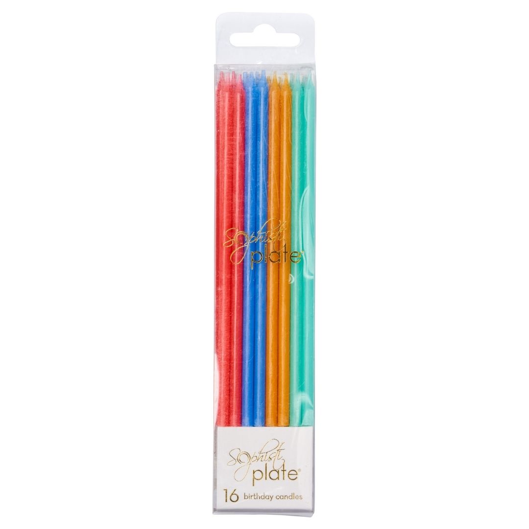 16-Pack Assorted Color Birthday Candles for Cakes - Perfect for Birthday Parties, Cupcakes & Celebrations