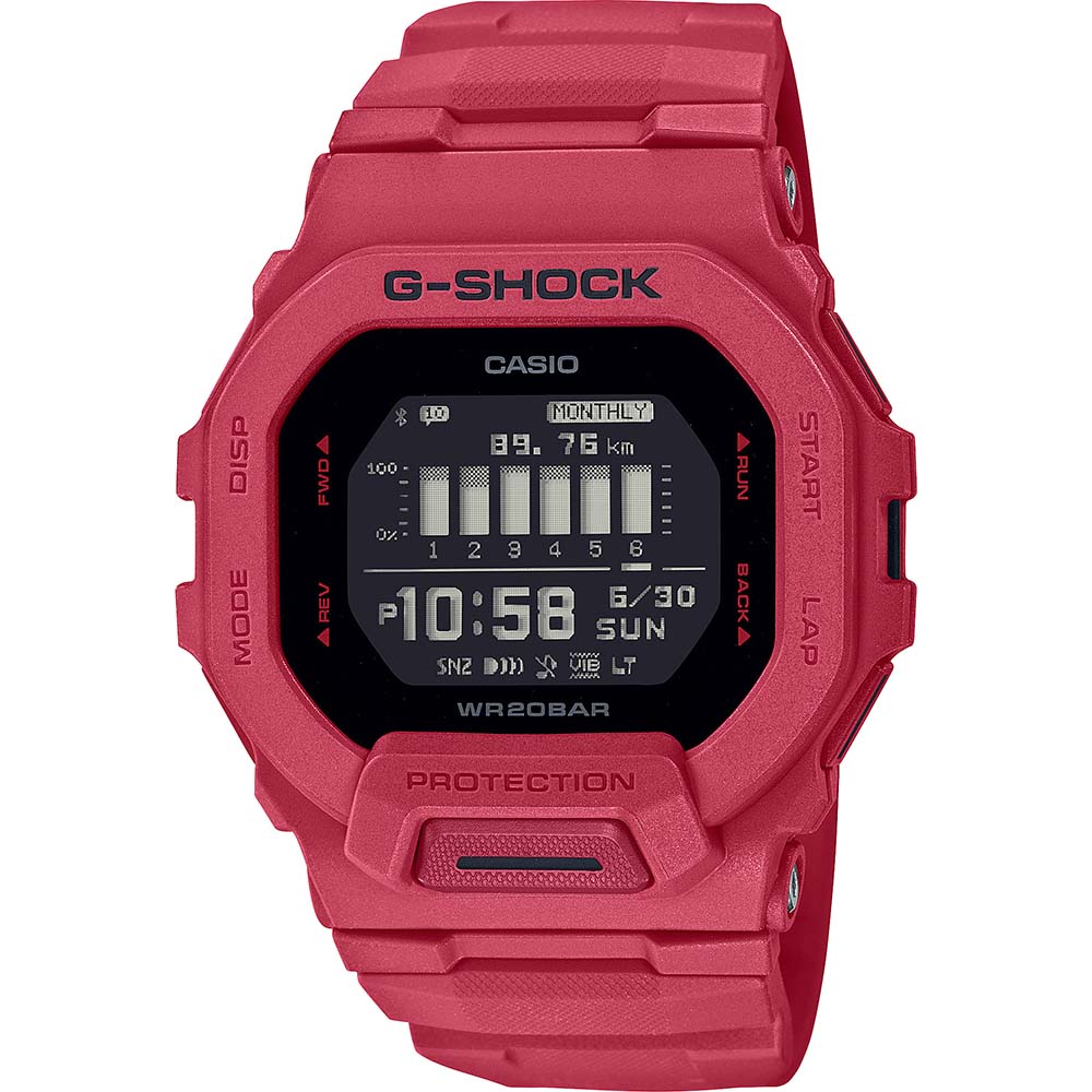 G Shock GBD200RD 4 G Squad Burning Red Sports Edition - Shock Resistant Digital Sports Watch with Heart Rate Monitor for Running, Cycling & Outdoor Activities