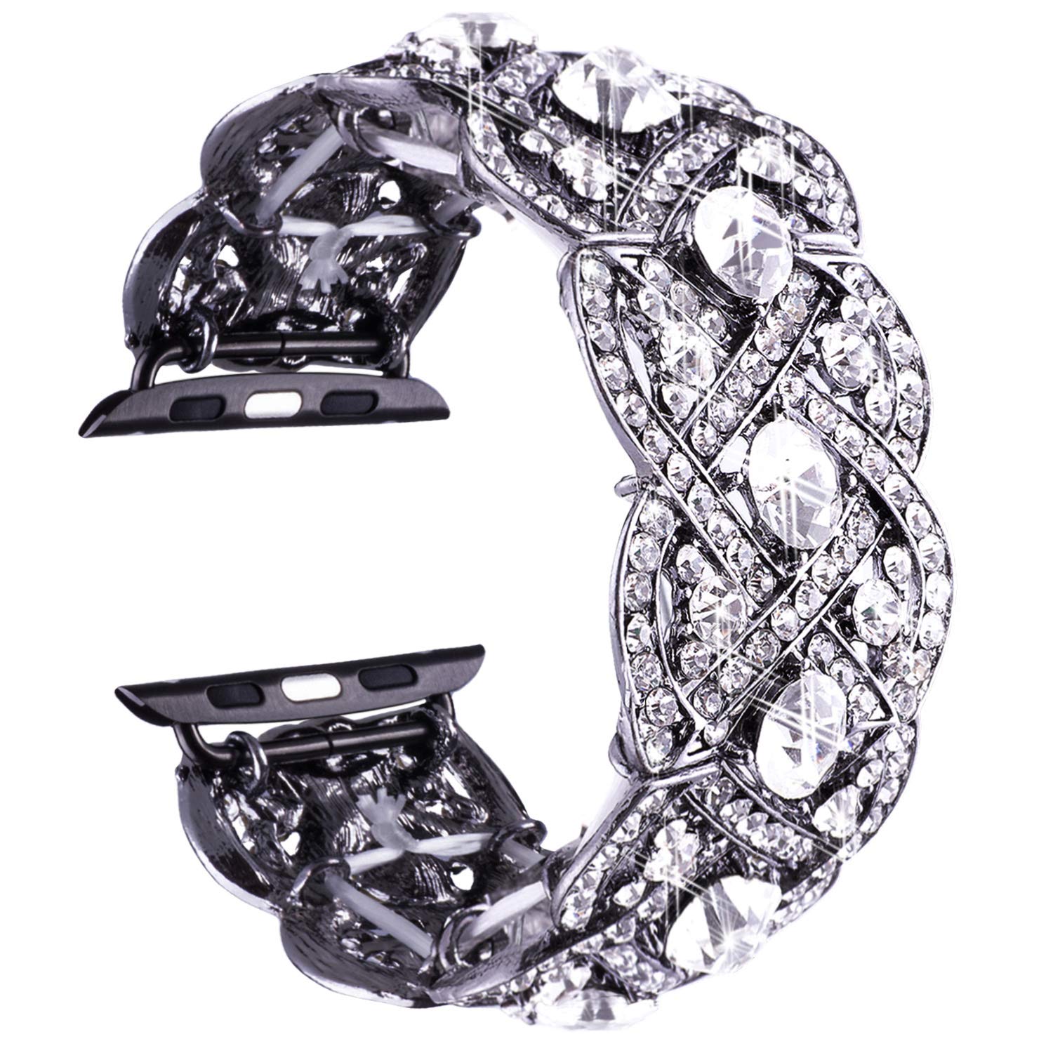 VIQIV Bling Bands for Apple Watch 40mm 44mm - Diamond Rhinestone Stainless Steel Metal Bracelet Strap Compatible with iWatch Series 1/2/3/4 - Elegant Wristband for Women - Perfect for Parties, Weddings & Special Occasions