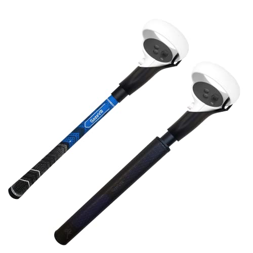 GazeVR VR Golf Club Attachments for Oculus Quest 2 - Pro Regular & Putter Grips Compatible with Right & Left Controllers (Blue & Black) | Immersive Golf Simulation for Home & Arcade Gaming