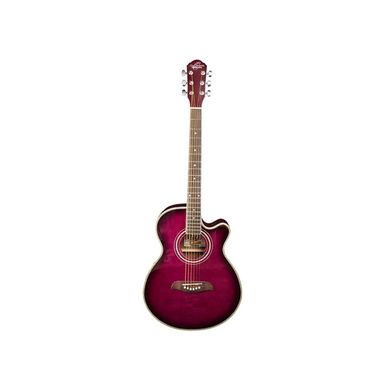 Oscar Schmidt OG10CEFTPB-A 6-String Cutaway Acoustic-Electric Guitar with Flame Transparent Purple Finish - Right-Handed (Perfect for Stage Performances, Studio Recording & Home Practice)