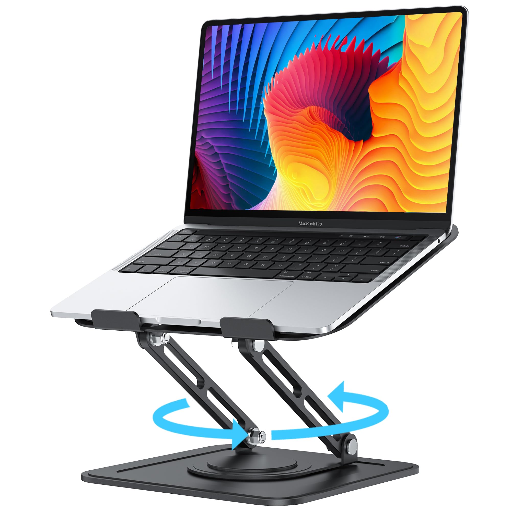 NTMY Foldable 360° Rotating Laptop Stand - Ergonomic Adjustable Metal Desk Stand for MacBook, Acer, Lenovo, Dell (10-16