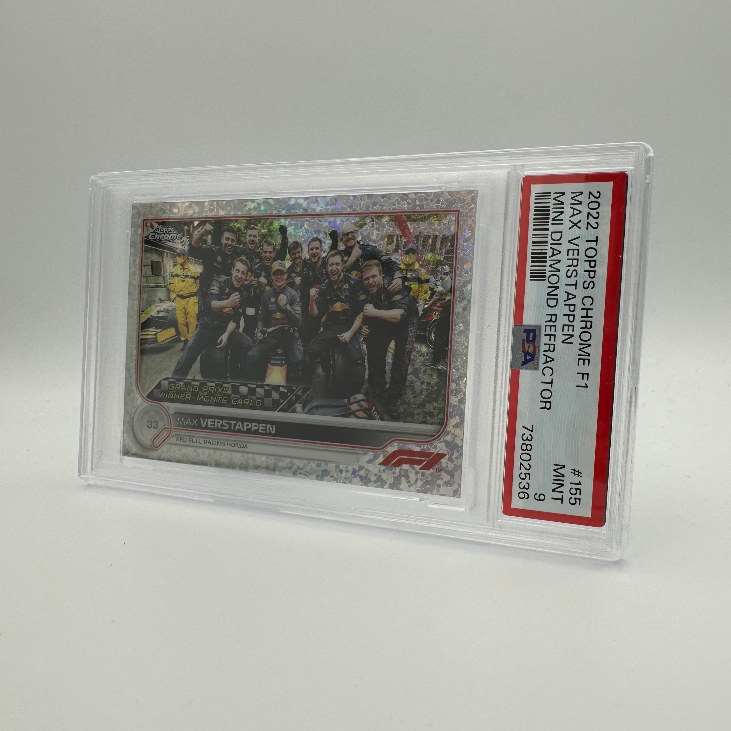 PSA 9 Graded 94/299 Max Verstappen #155 Mini Diamond Refractor - Perfect for F1 Collectors, Racing Fans & Sports Memorabilia Enthusiasts