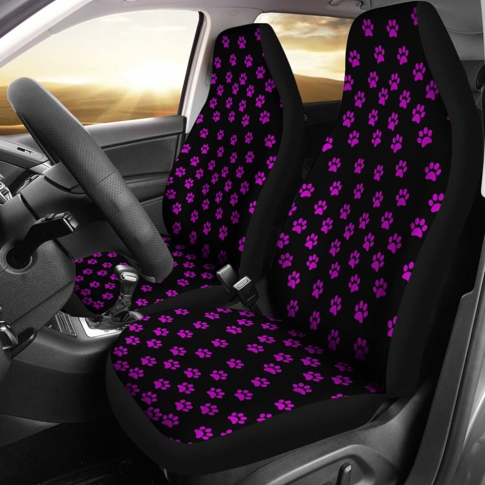 Bright Purple Paw Prints Car Seat Cover - Waterproof & Non-Slip Pet Seat Protector for Dogs & Cats - Perfect for SUVs, Trucks & Sedans - Easy to Clean & Install