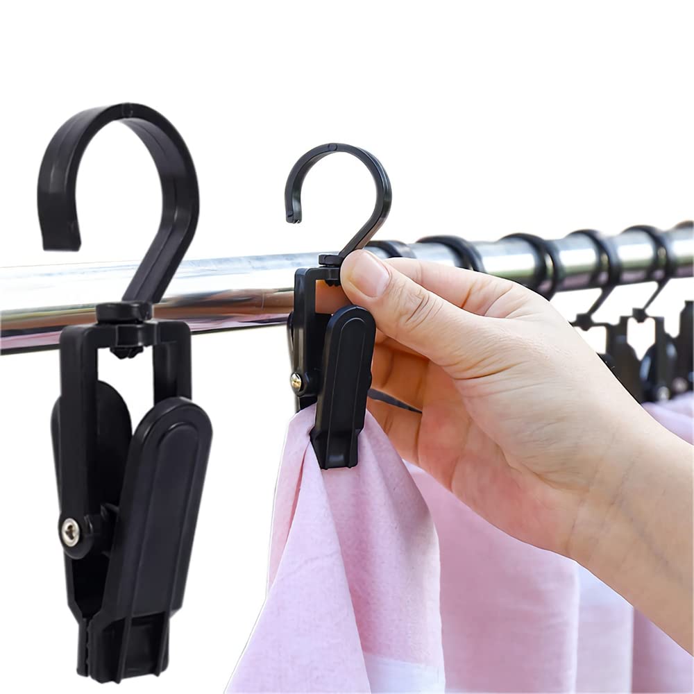 20 PCS Heavy Duty 360° Rotating Plastic Swivel Hooks - Strong Clothes Pins for Laundry, Beach Towels, Hats & Socks | Multi-Purpose Hanging Clips for Home, Travel & Outdoor Use