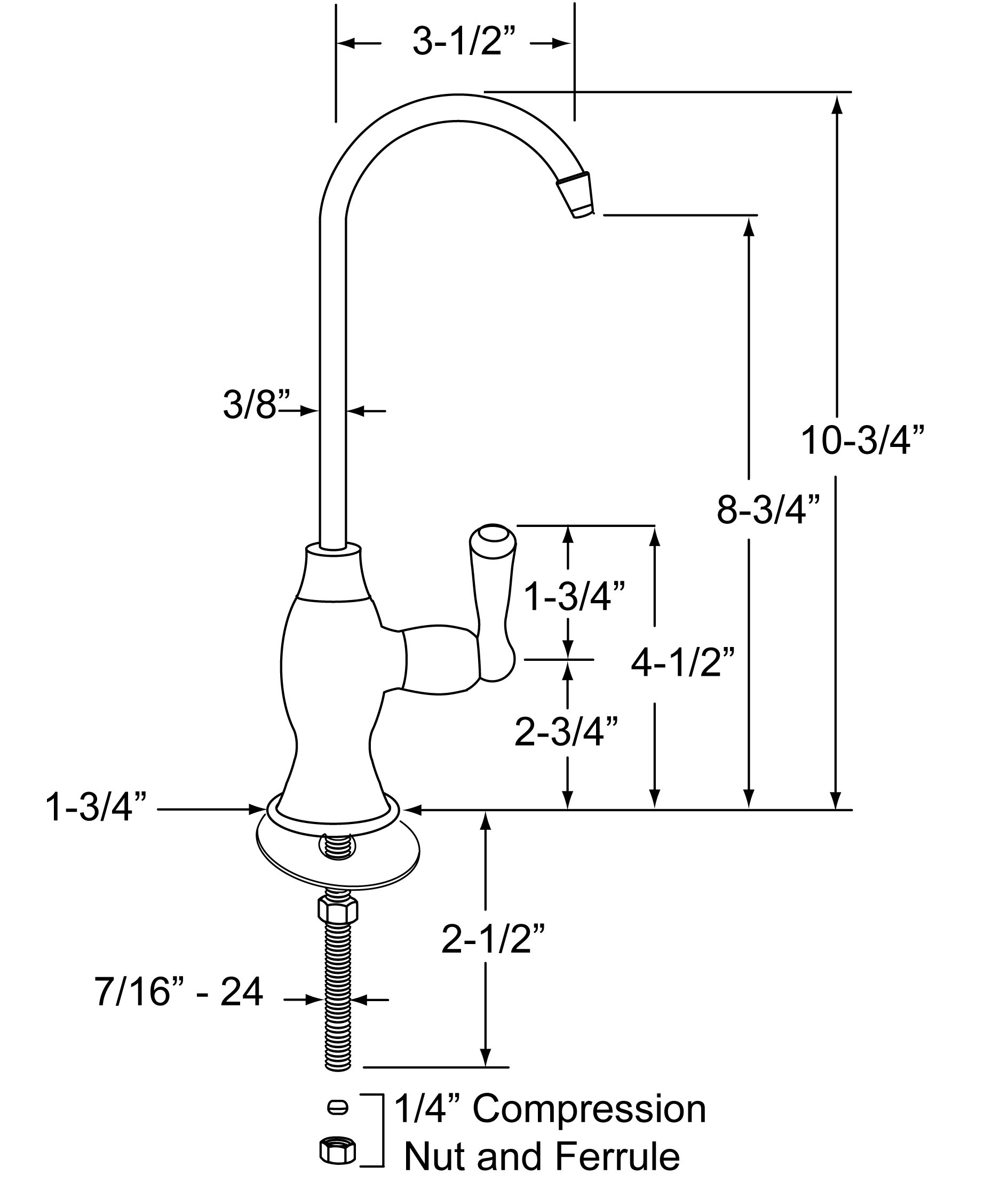 Westbrass D2033-NL-12 10-Inch Classic Single Lever Cold Water Dispenser Faucet - Oil Rubbed Bronze Finish - 1-Pack - Perfect for Kitchen Sinks, Bar Carts & Office Water Coolers