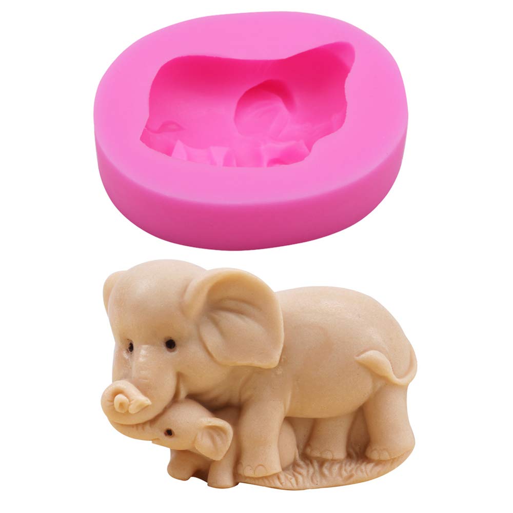 Elephant Silicone Molds for Soap, Chocolate & Fondant - Mother & Baby Elephant Cake Decorating Molds for DIY Crafts, Baby Shower & Handmade Soap Making (Assorted Colors) | Perfect for Baking, Candy Making & Party Decorations