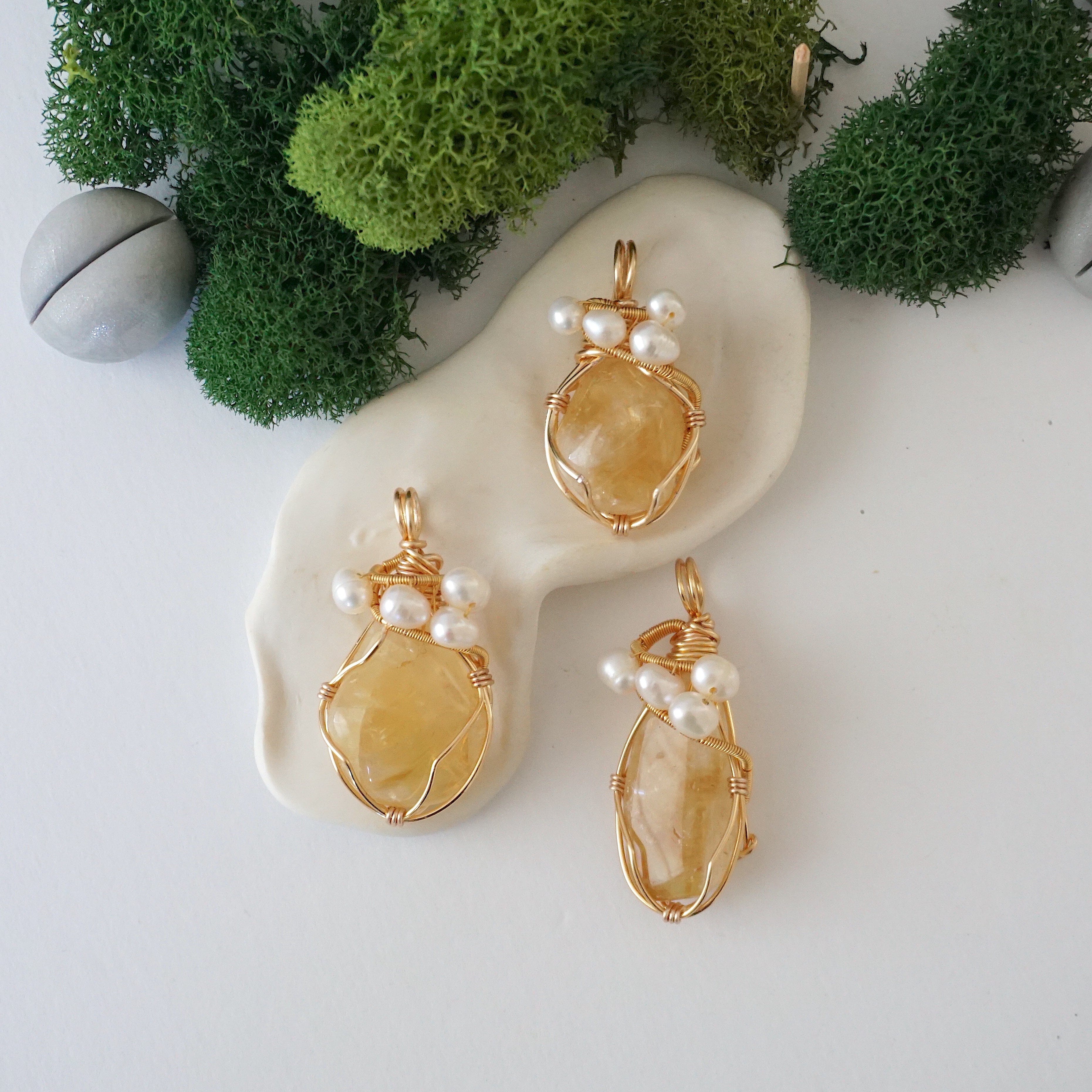 Natural Citrine & Pearl Necklace - 14K Gold Plated Jewelry for Women - Elegant Gift for Birthday, Anniversary & Special Occasions