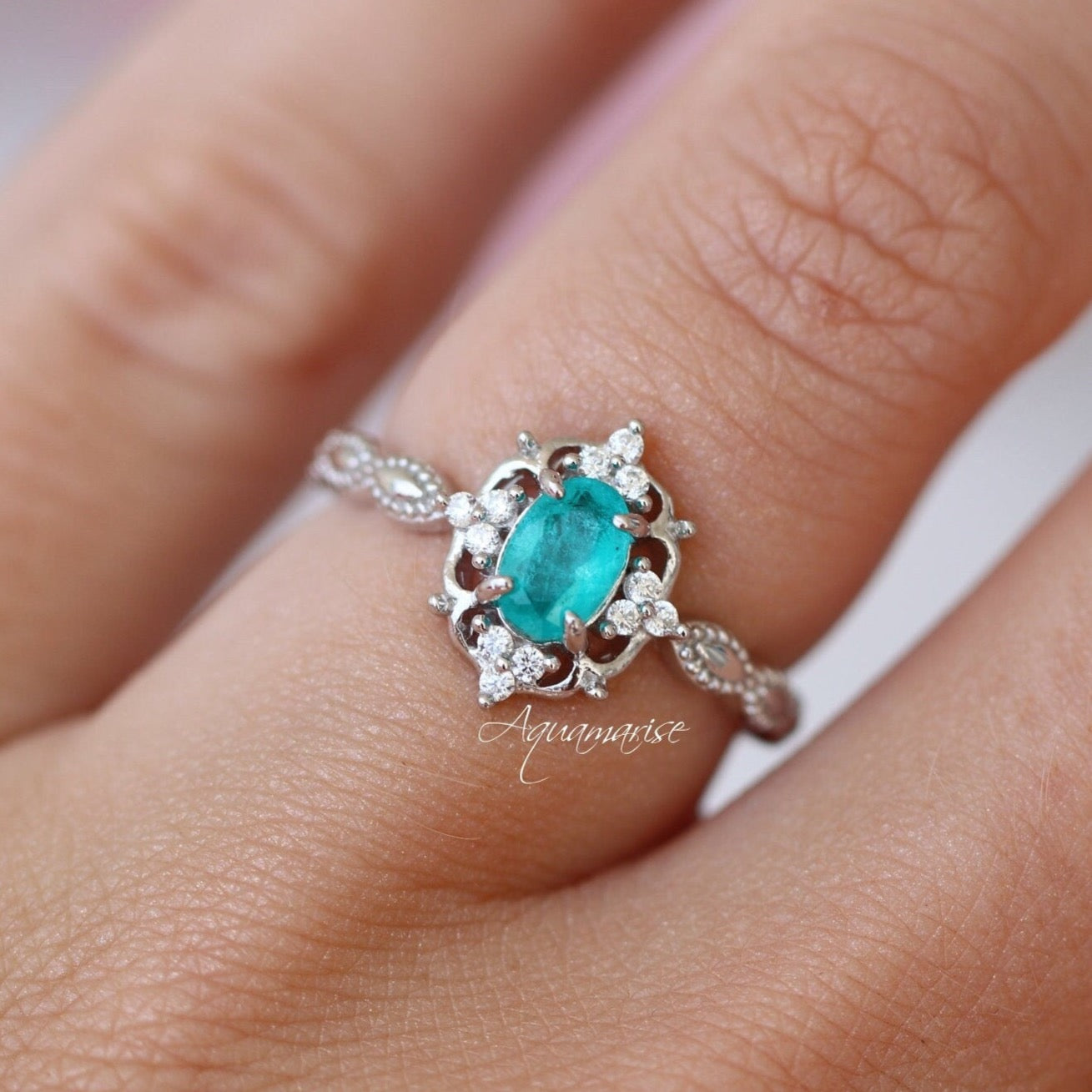 Claire Paraiba Tourmaline Ring - Sterling Silver Jewelry for Women | Elegant Gift for Birthday, Anniversary & Special Occasions