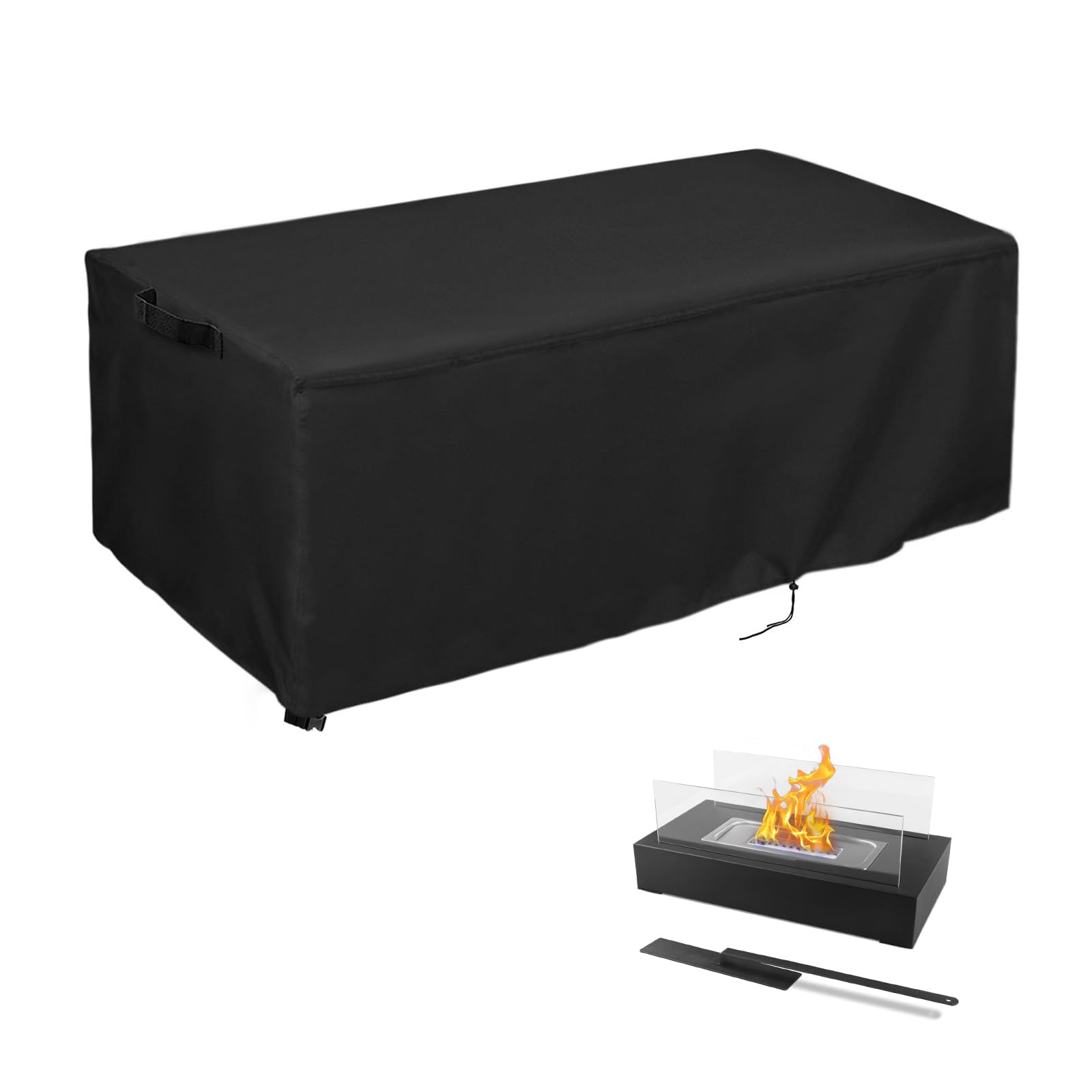 15 Inch Fire Pit Cover - Heavy Duty 600D Waterproof Outdoor Fireplace Cover for Rectangular Fire Pits (14x6x7 Inch) - Protects from Rain, Snow & Debris - Perfect for Patio, Backyard & Camping Use