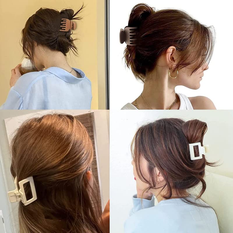 RECTYO GALLERY 8PCS Small Hair Claw Clips - Banana Clips & Rectangle Hair Jaw Clips, Non-Slip Hair Accessories for Women & Girls - Perfect for School, Work, Gym & Everyday Hairstyles