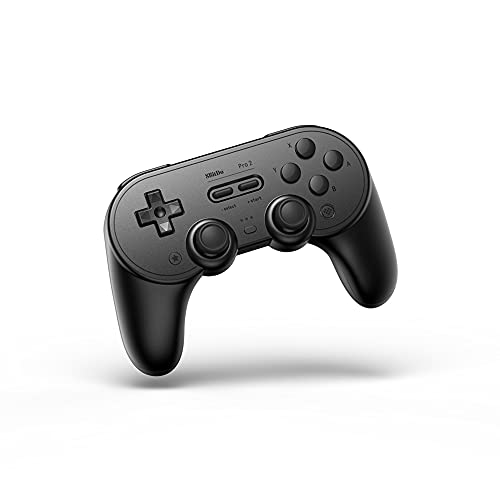 8Bitdo Pro 2蓝牙游戏手柄 - 兼容Switch、PC、Windows、Android、MacOS、Steam、树莓派（黑色），适用于家庭娱乐、移动游戏和多人派对