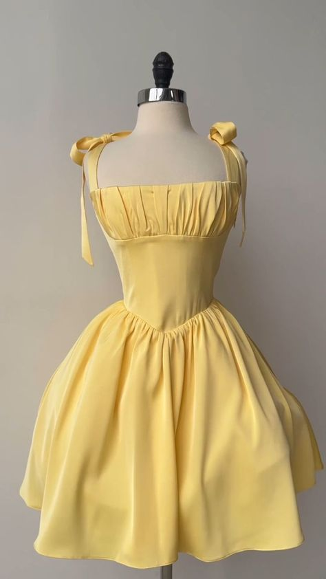 Yellow A-Line Short Birthday Dress for Women - Party Outfit J5987 | Perfect for Birthday Parties, Cocktail Events & Summer Gatherings