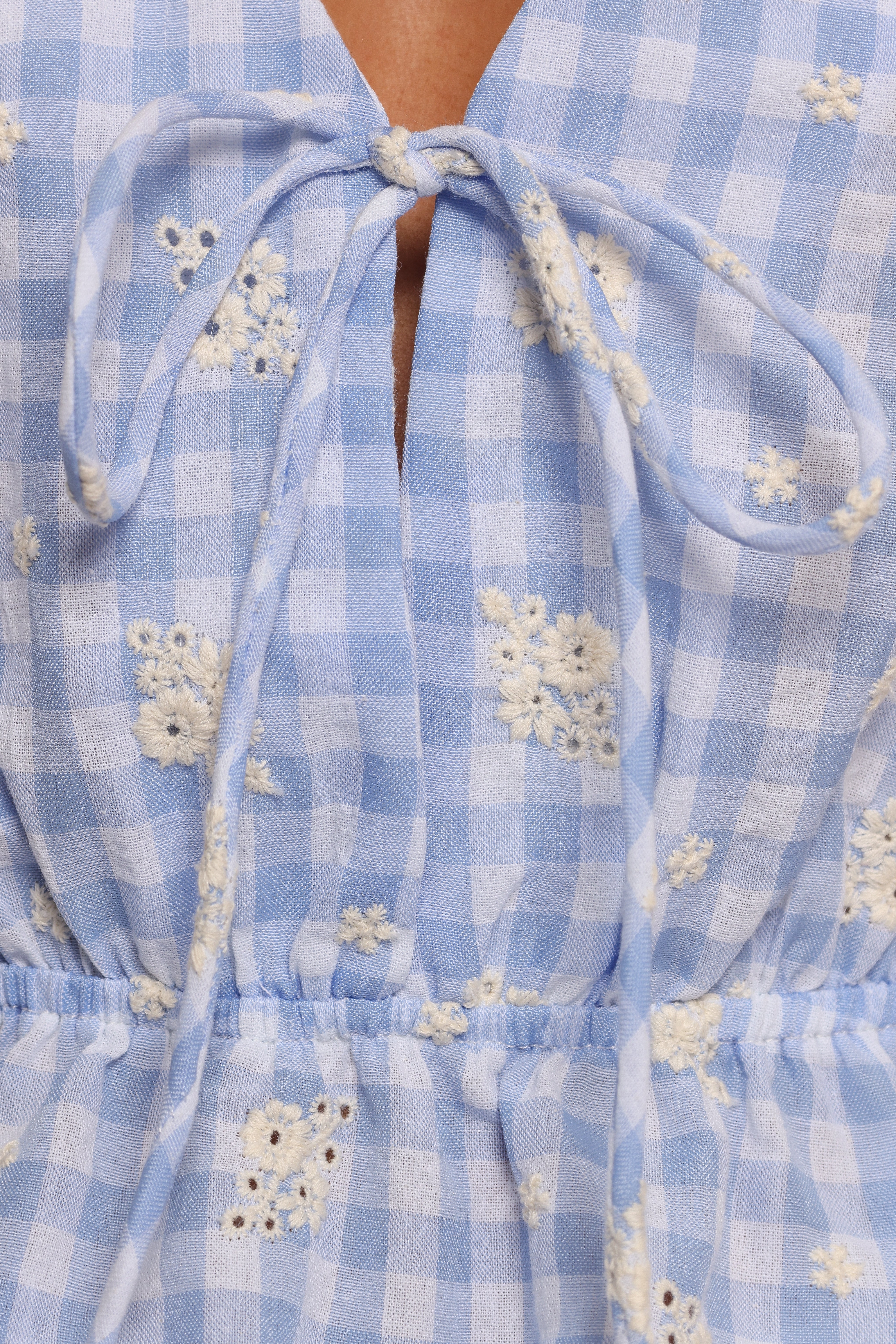 Cecelia Top - Blue Gingham Checkered Blouse for Women | Casual Summer Shirt for Outdoors, Picnics & Beach Days