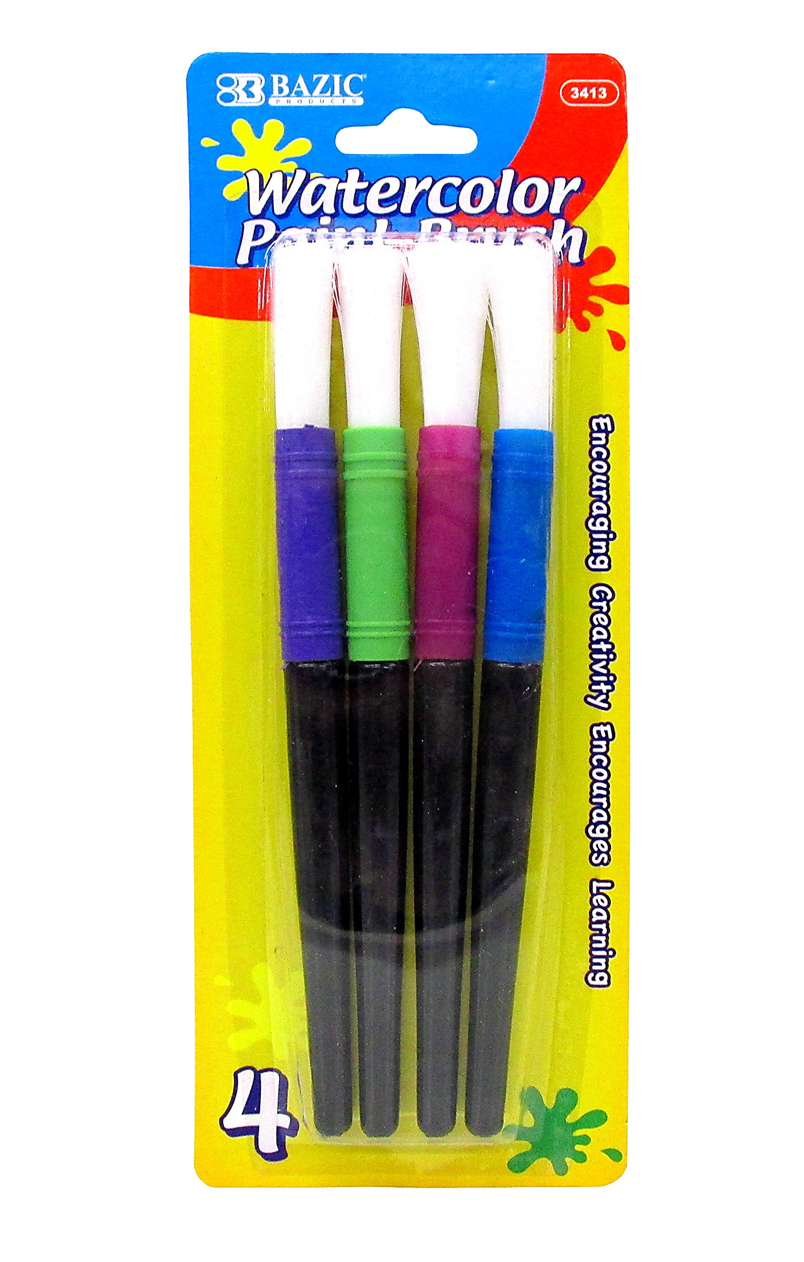 Kids Watercolor Paint Brushes Set of 4 - Non-Toxic Washable Art Supplies for Children's Painting, Drawing & School Projects - Perfect for Classroom, Home & DIY Crafts