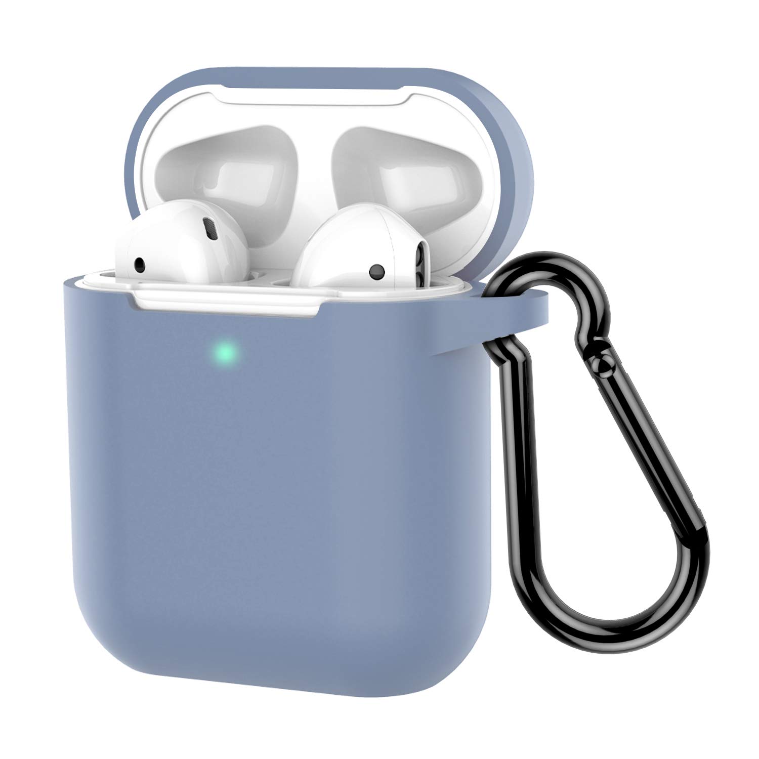 Premium Shockproof Silicone Case with Keychain for Apple AirPods 2 (Grayish Blue) - Durable Protection for Wireless Earbuds | Perfect for Gym, Travel & Everyday Use