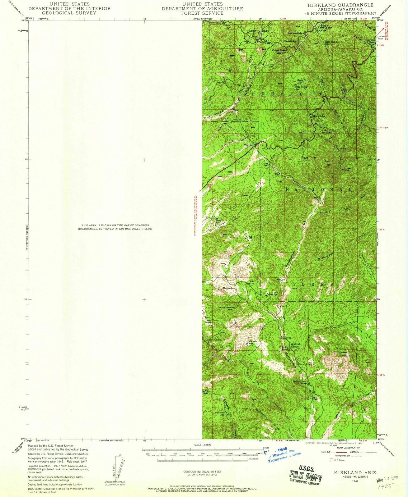1947 Kirkland, AZ - Vintage USGS Topographic Wall Map - 35x44 Inch Large Historical Wall Art for Home, Office & Classroom Decor