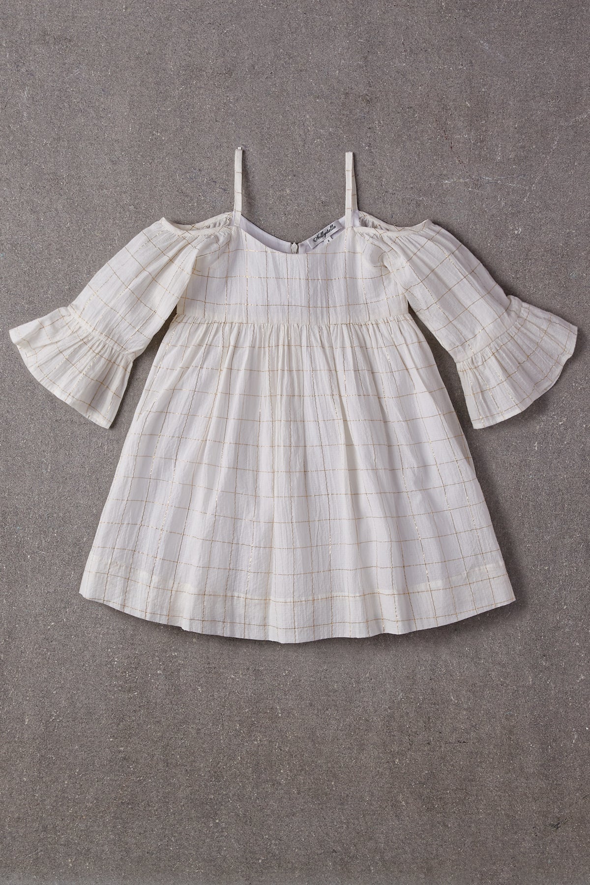 Nellystella Sasha Girls' Cotton Check Lurex Dress - Size 2 | Stylish & Comfortable Kids Outfit for Parties, School & Special Occasions