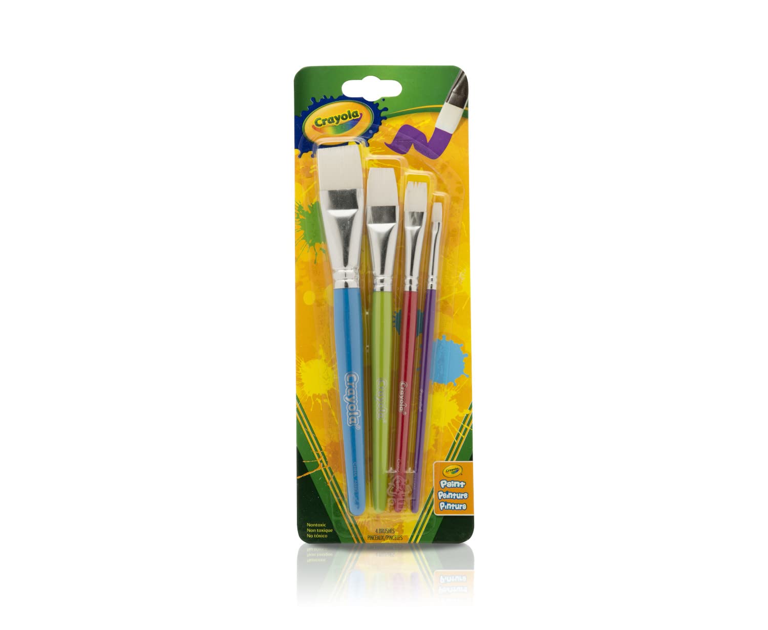 Crayola Large Paint Brushes Set of 4 - Thin & Thick Kids Paint Brushes for Acrylic, Tempera & Watercolor Painting - Ideal for Art Projects, School Supplies & DIY Crafts (Ages 3+)