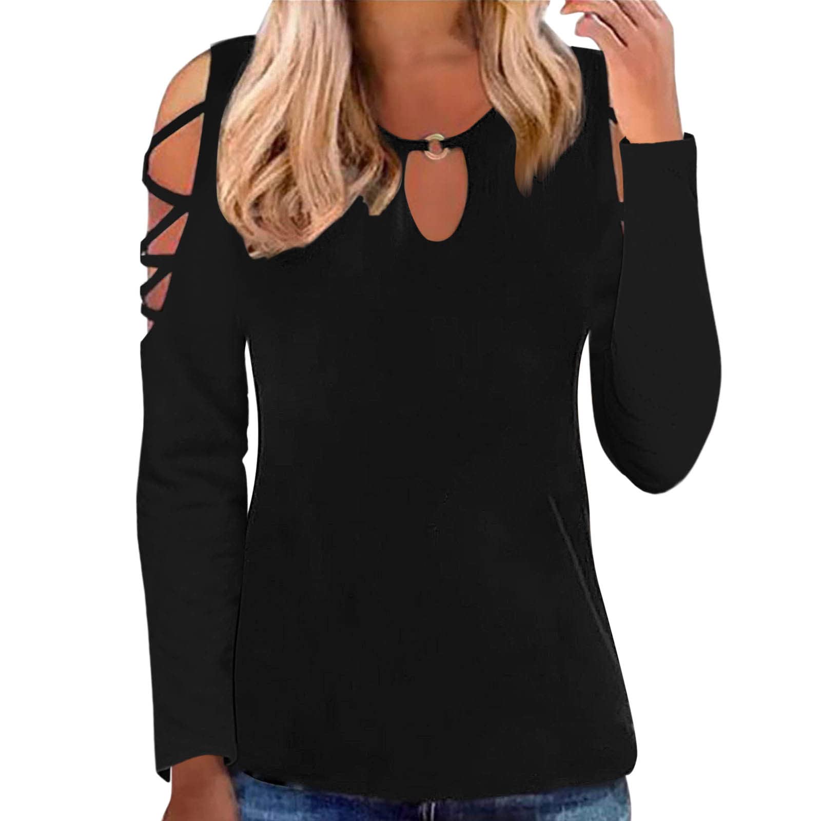 Women's Stretchy White Hollow Out Short Sleeve T-Shirt - Breathable Crewneck Cold Shoulder Casual Summer Top | Lightweight Comfortable Ladies Fashion Tee for Beach, Vacation & Date Night | Perfect for Outdoor Activities, Travel, Shopping & Everyday Wear | Gym, Yoga, Brunch & Weekend Outfits
