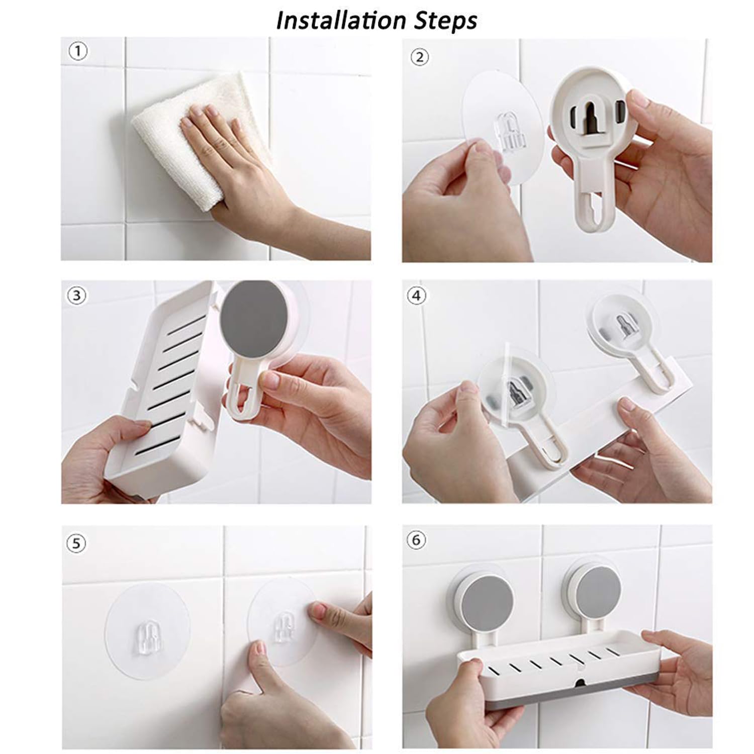 JIALTO Wall Mounted Soap Holder with Drain Tray - No Drill Adhesive Bathroom Organizer for Shower & Sink (Holds 5kg) - Perfect for Small Spaces, Apartments & RVs