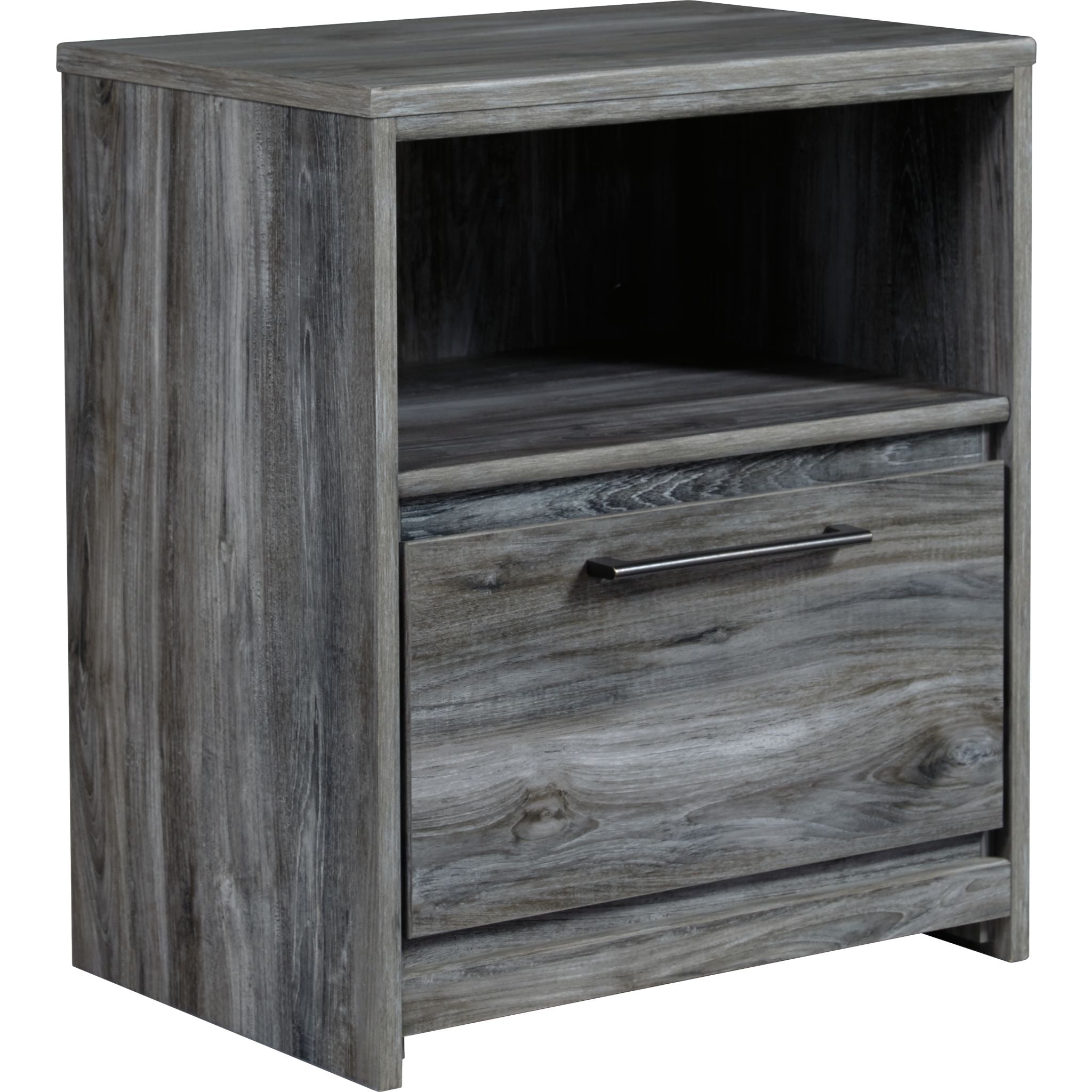 Baystorm Nightstand with Drawer - Modern Gray Bedside Table for Bedroom, Living Room, or Office - Compact Storage Solution for Small Spaces