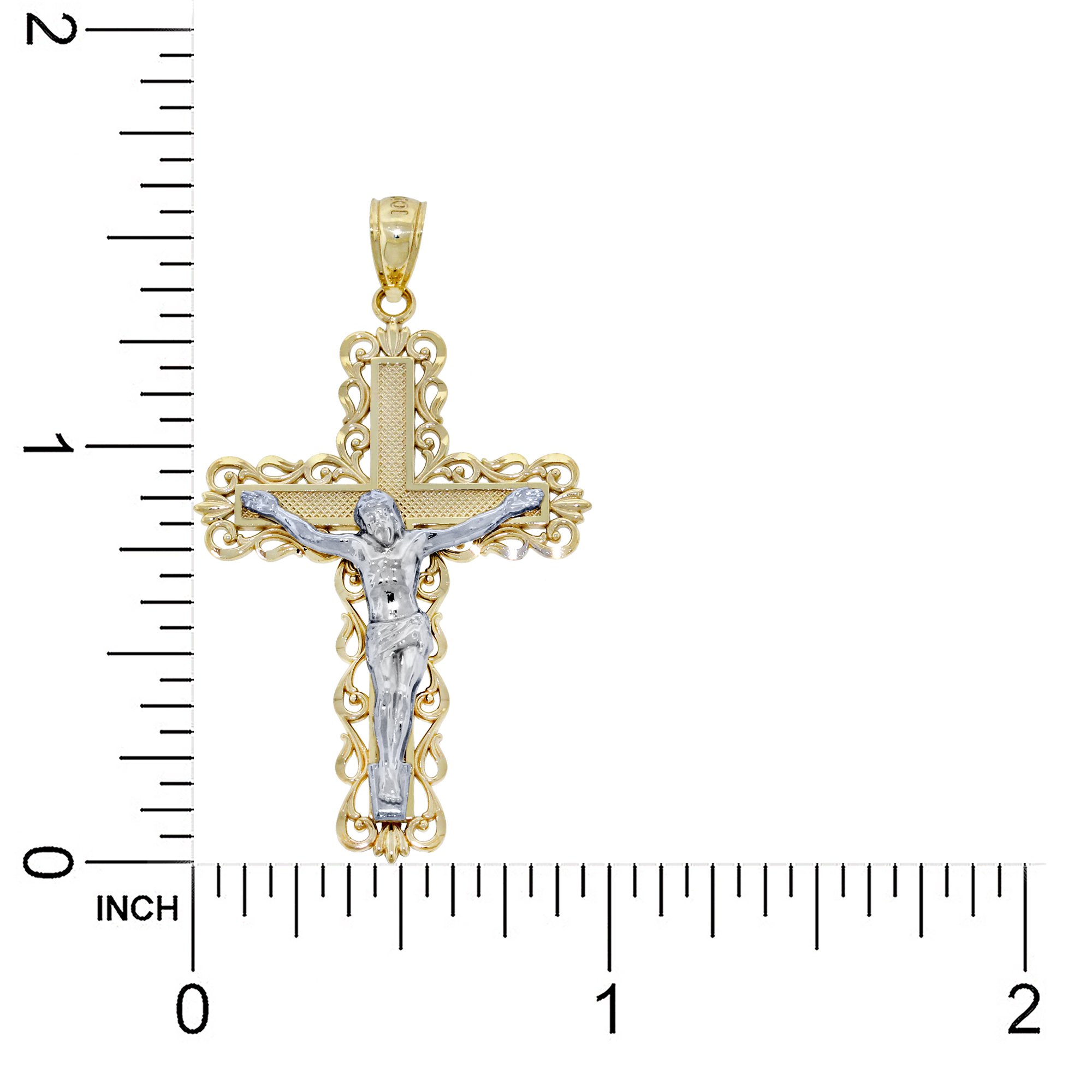 10K Solid Gold Men's Crucifix Cross Pendant Necklace - Religious Jewelry for Men, Gift for Baptism, First Communion & Confirmation - Perfect for Church, Weddings & Everyday Wear