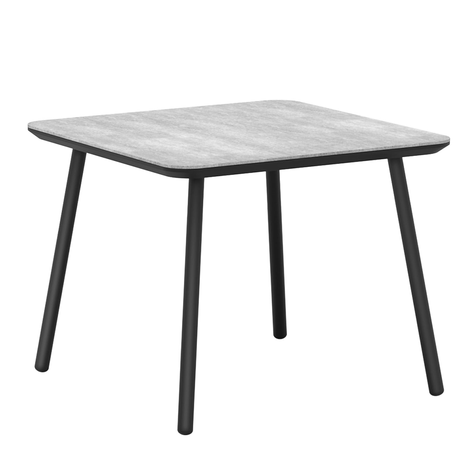 Square Metal Outdoor Dining Table with Marble Look Top - Patio, Garden, Backyard Furniture for Dining & Entertaining